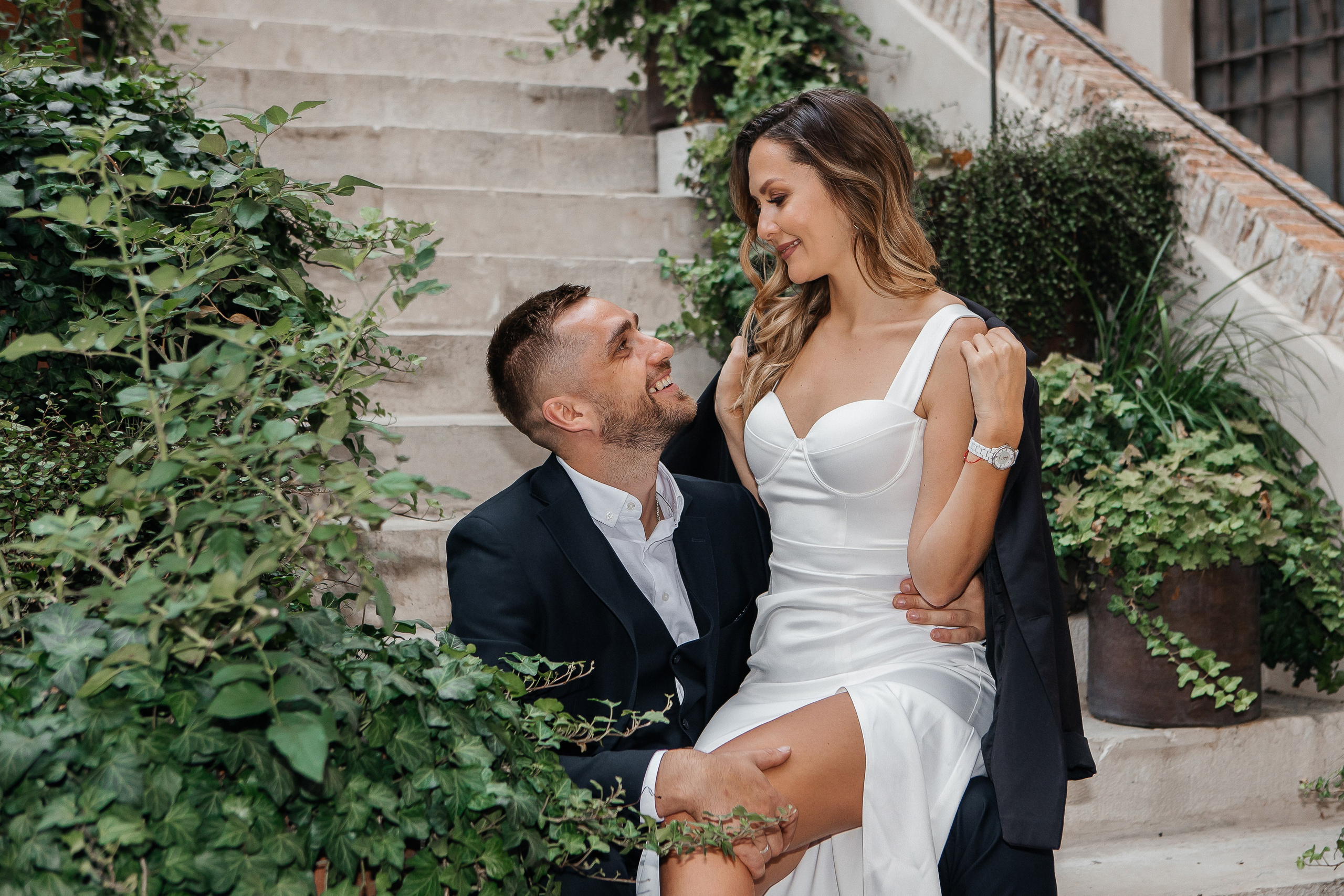 Love story in night Venice