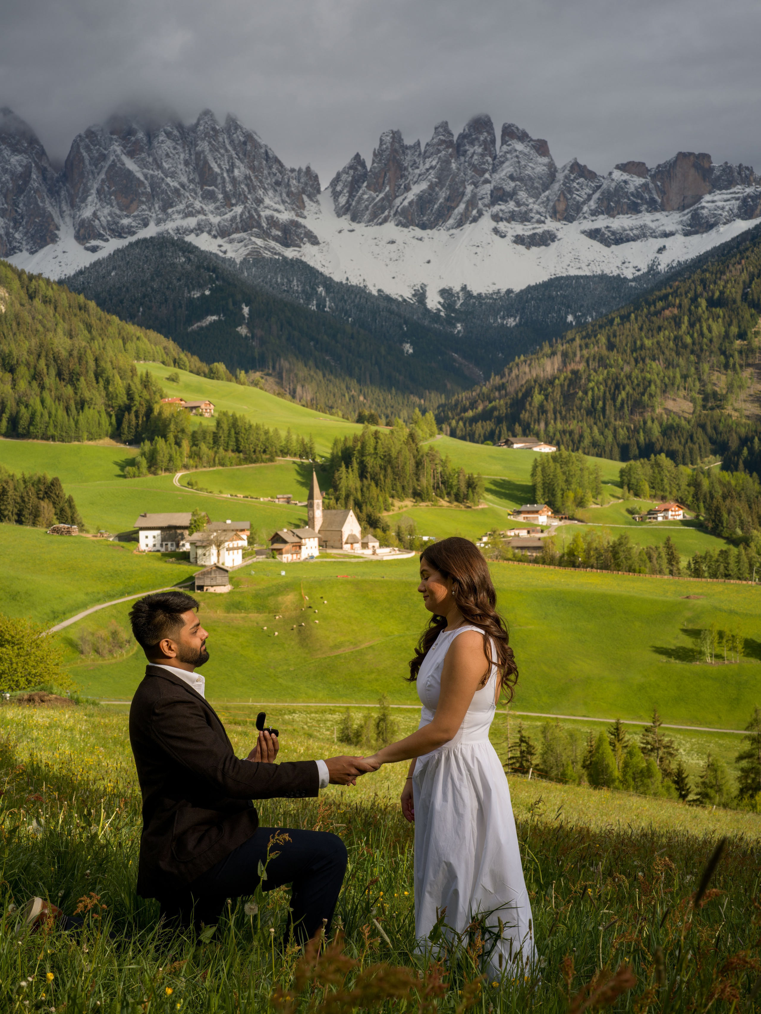 Proposal, Santa Maddalena Church, the Dolomites