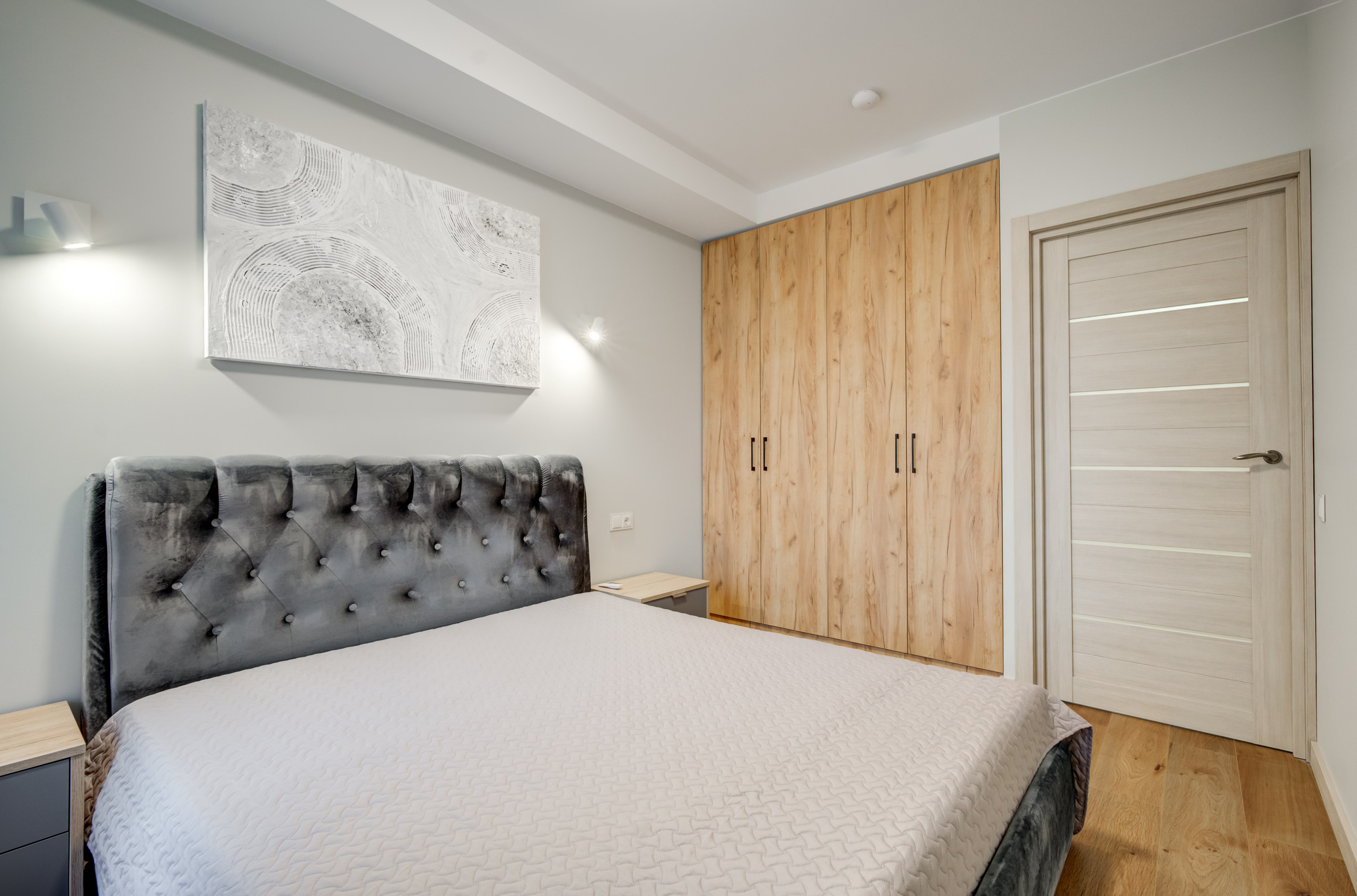 2-jų kambarių buto miegamasis. Nuotrauka. Fotografė - sapiegafoto.lt