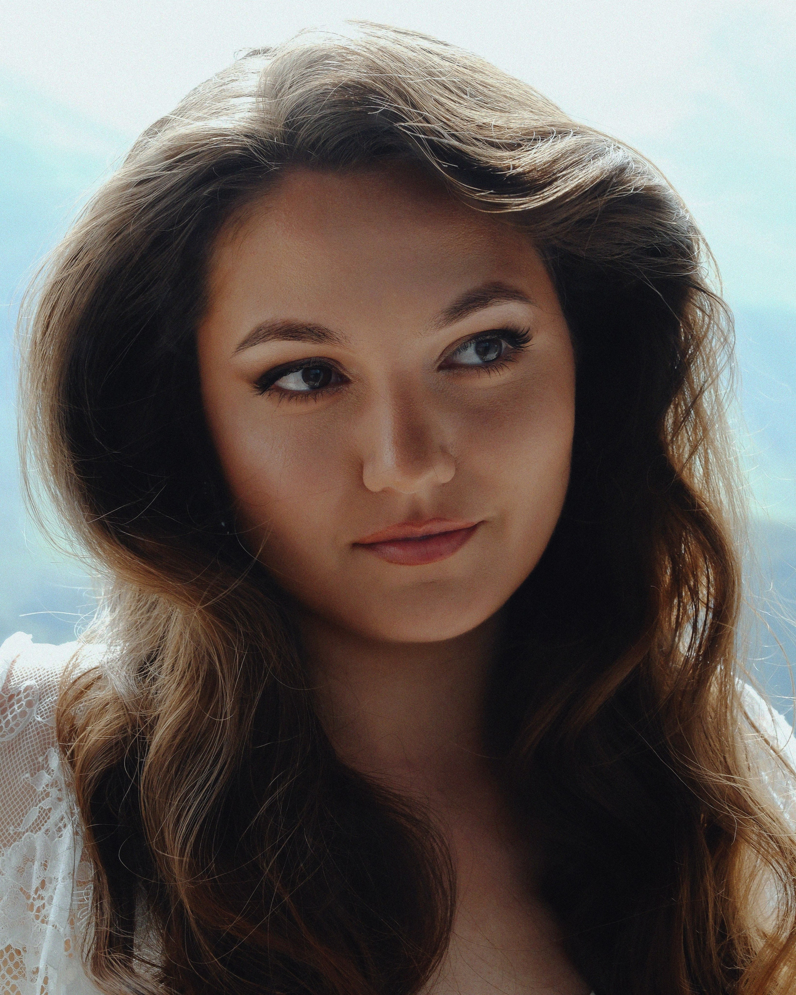 Natural light bride portrait in mountains