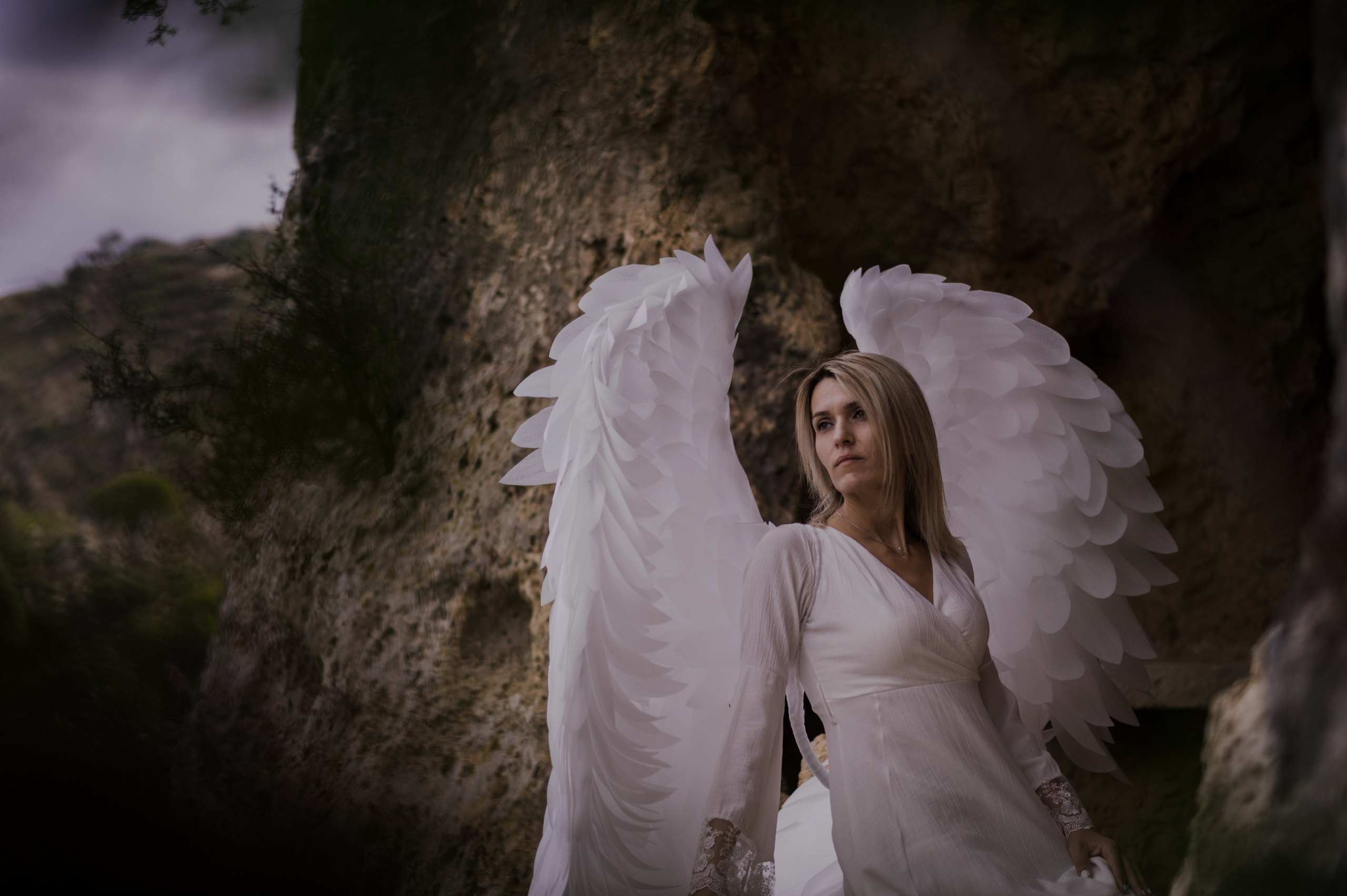 Angel in woods. Photograper in Chania, Crete