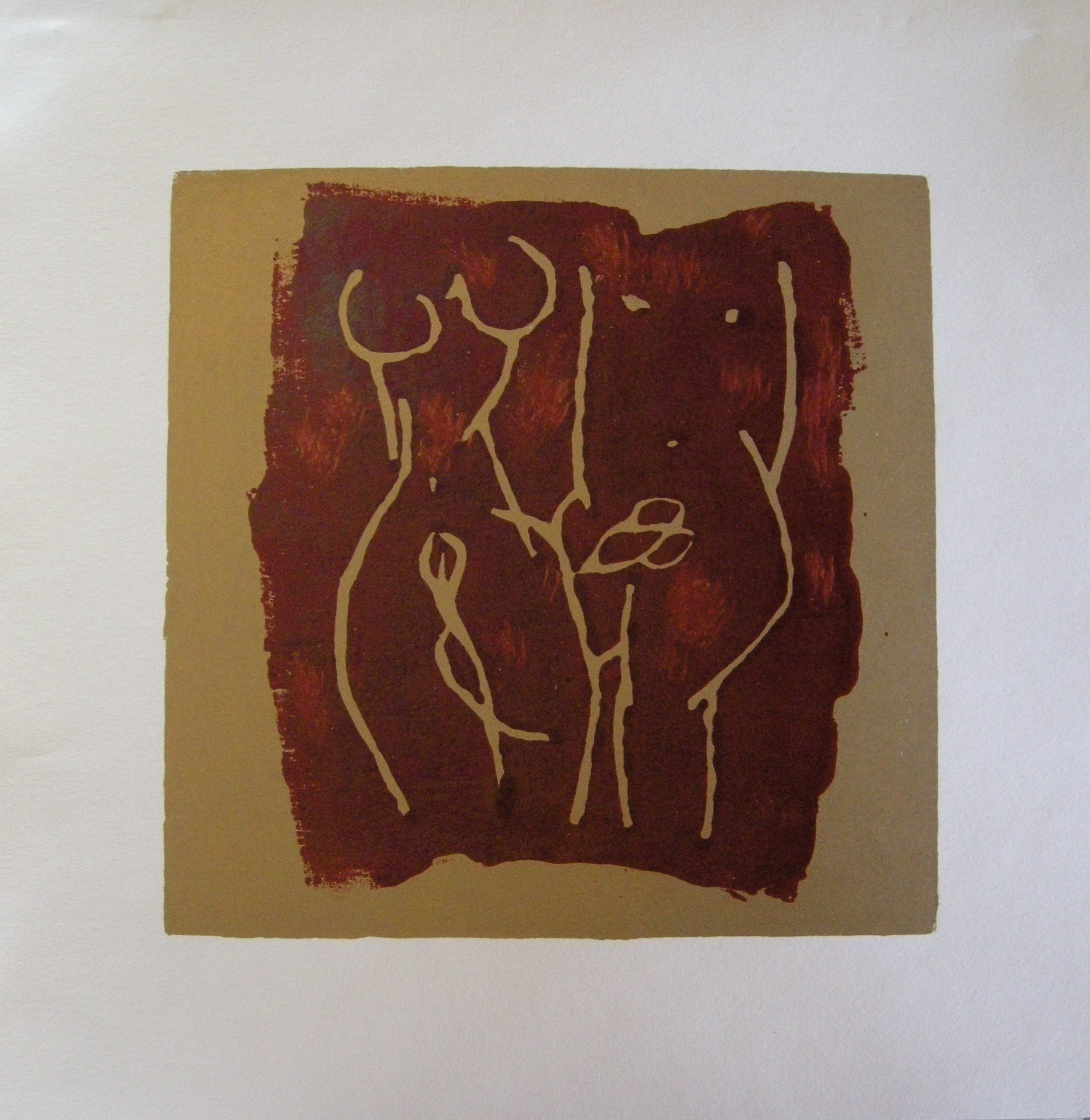 Akt rot-gold 2025 - 20x20 auf Papier 30x30