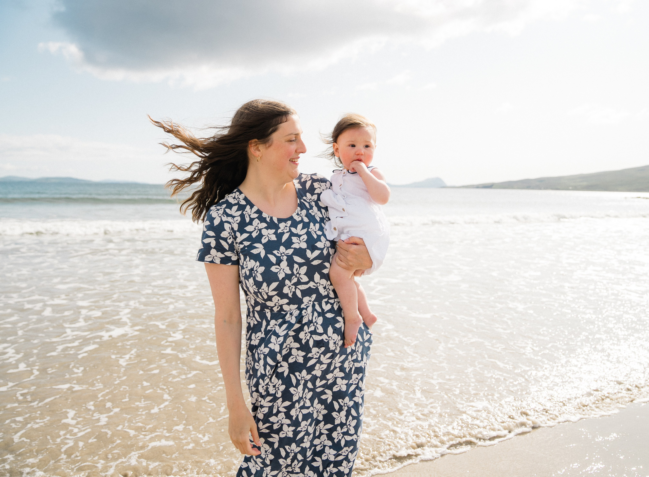 Darya and Mia at the ocean. Wedding and family photographer Ireland