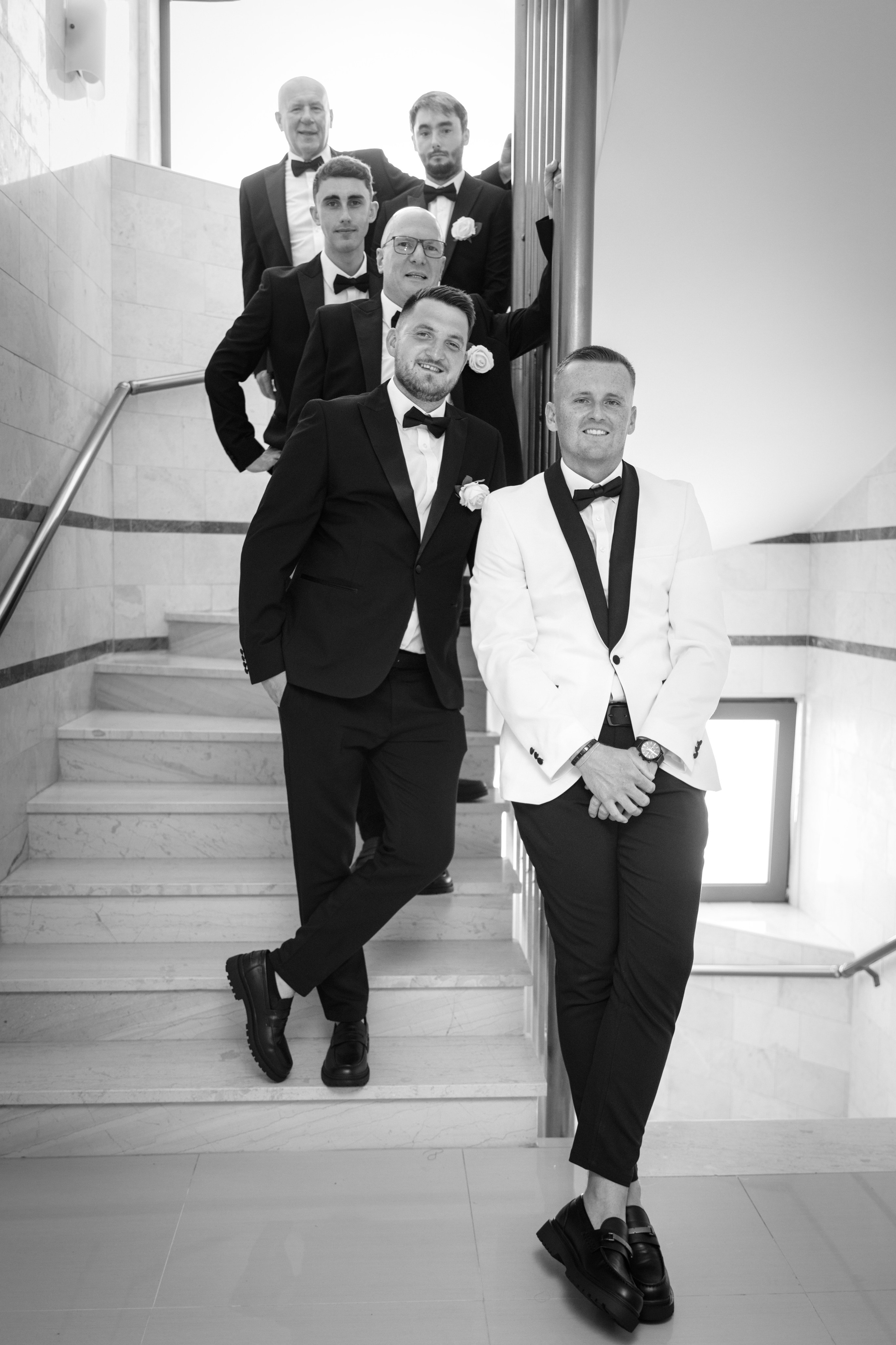 An aristocratic photo of the groom surrounded by friends Rhodes, Greece