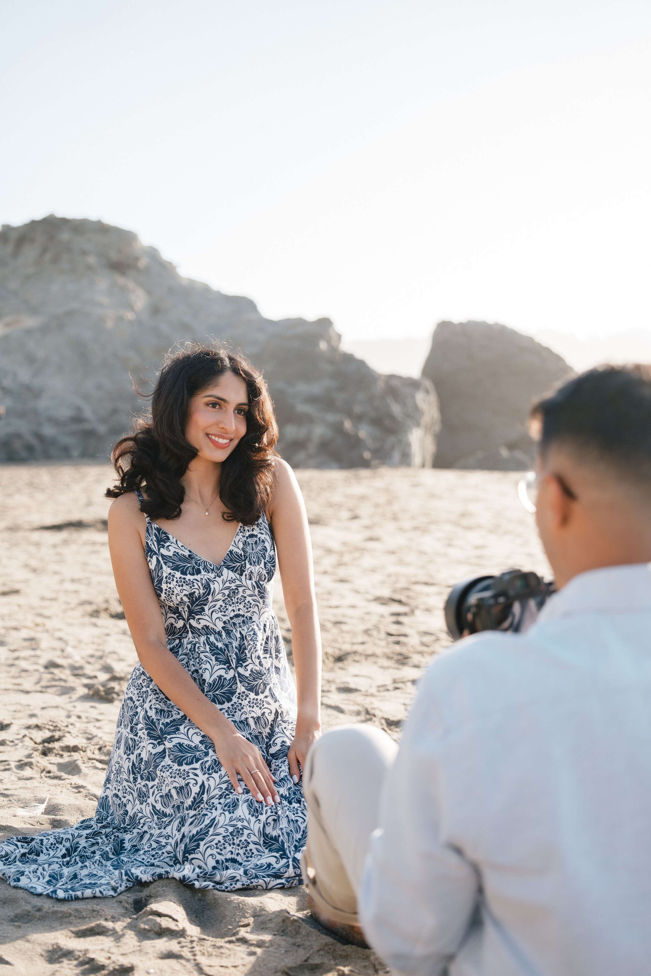 Engagement and Couple’s Photoshoot at Marshall’s Beach with iconic Golden Gate bridge view. Soulo Photography | San Francisco Bay Area Based Photographer