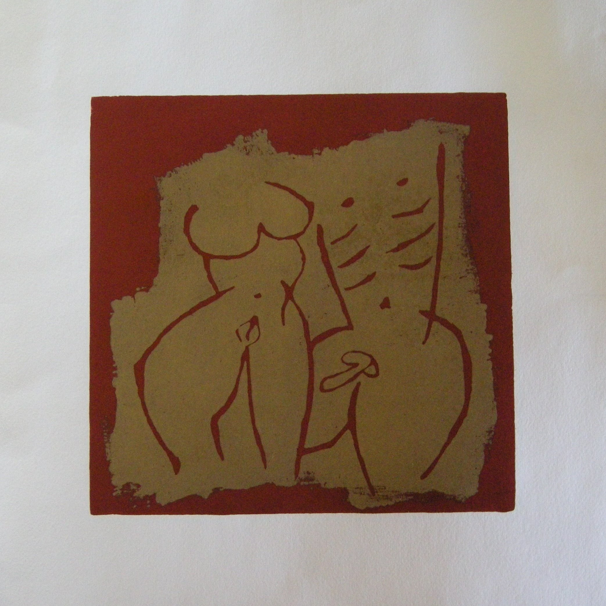 Akt rot-gold 2025 - 20x20 auf Papier 30x30
