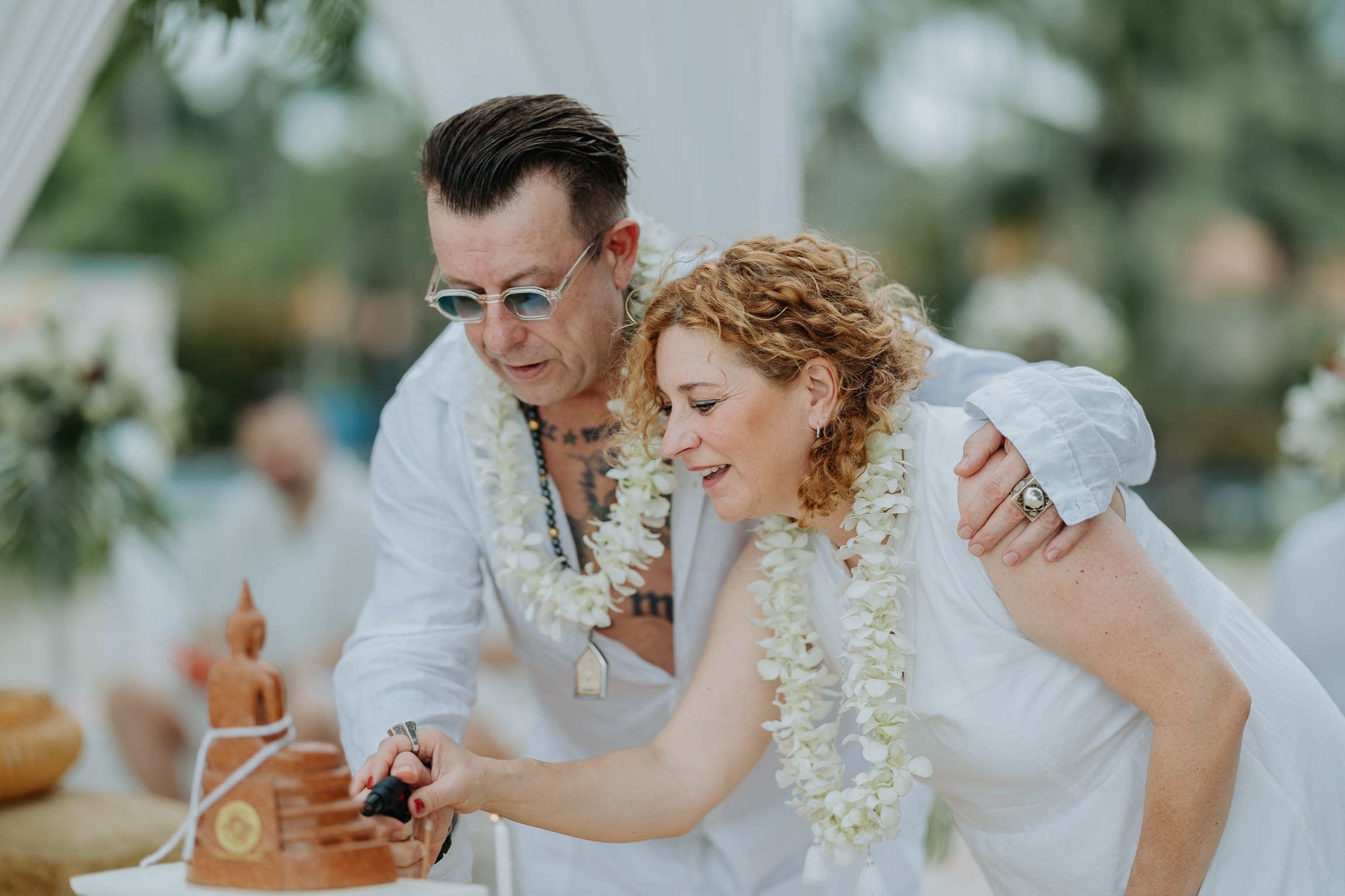 Simone & Matthias Peter. Buddhist blessing wedding Ceremony on Koh Samui, Thailand