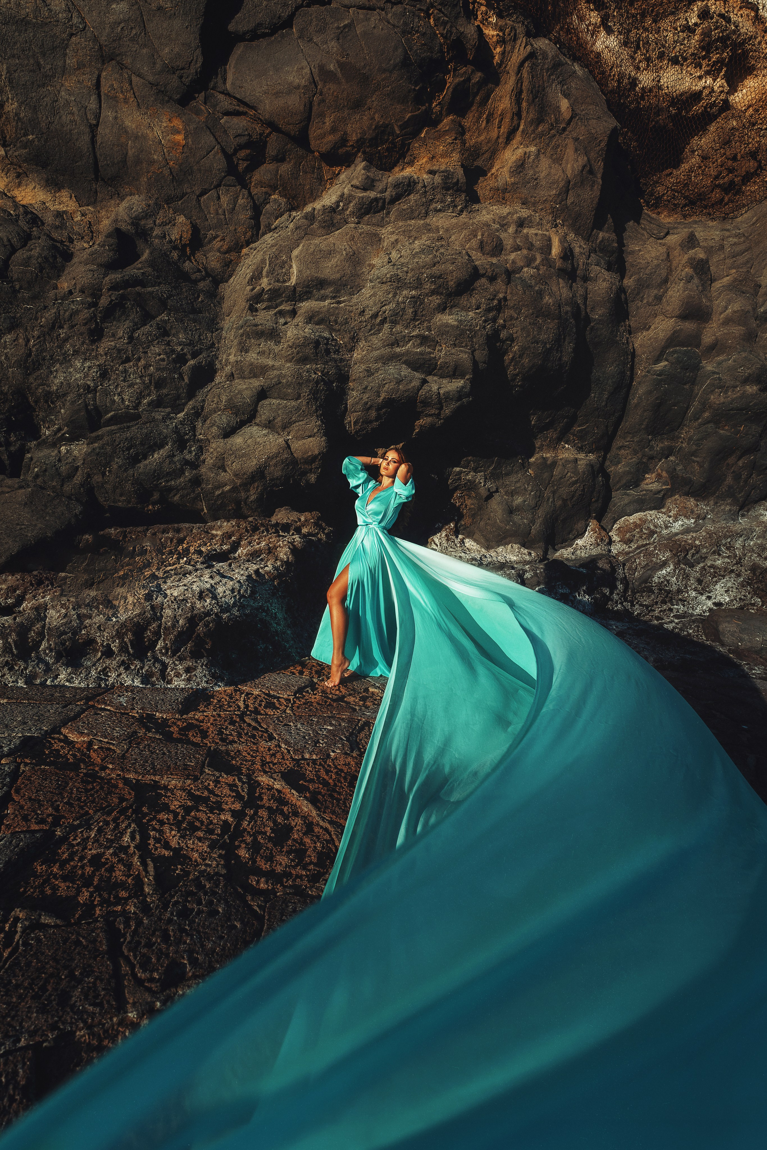 Sesion personal con el vestido volador color menta. Профессиональный фотограф на Тенерифе