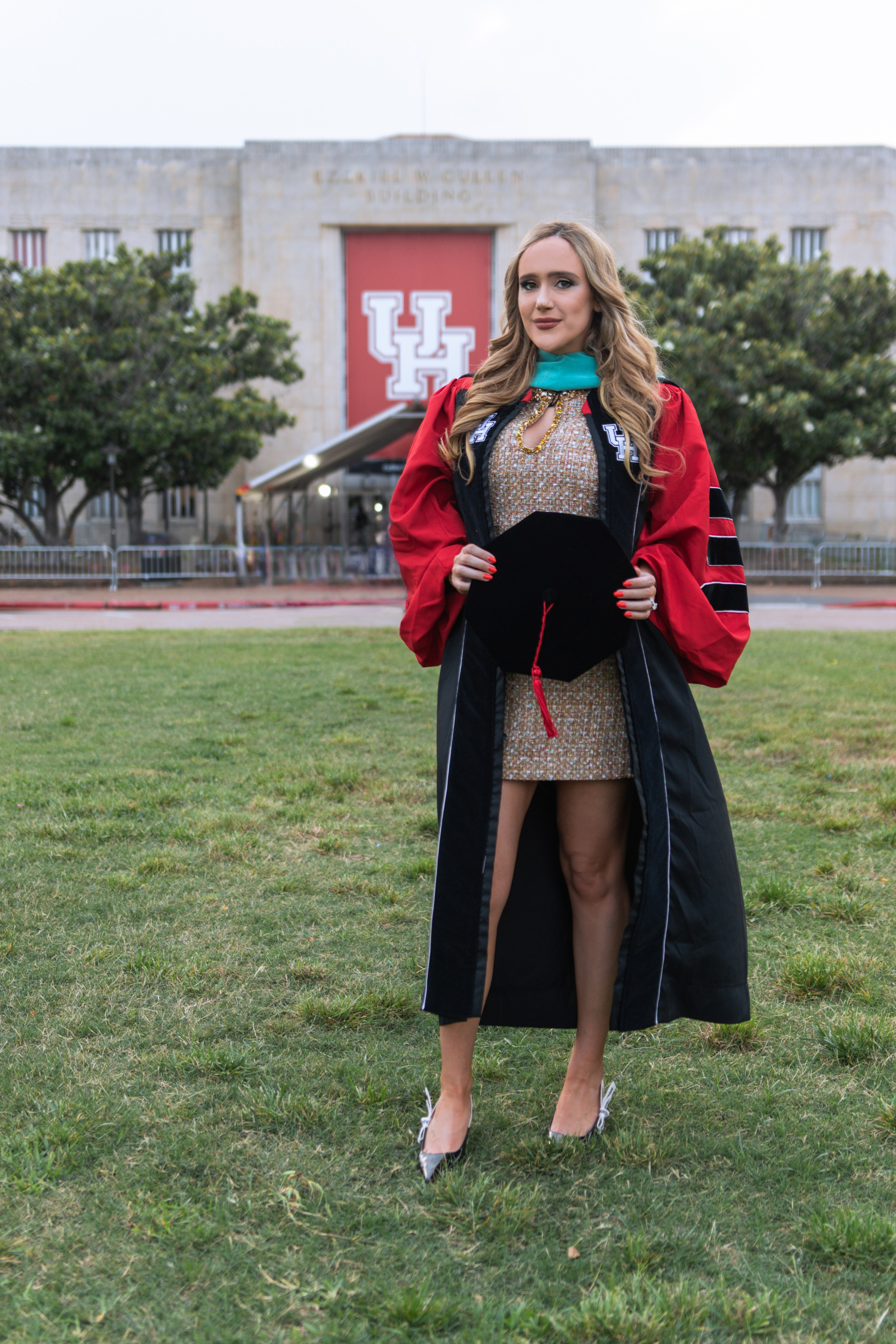 Group graduation photoshoot at the University of Houston