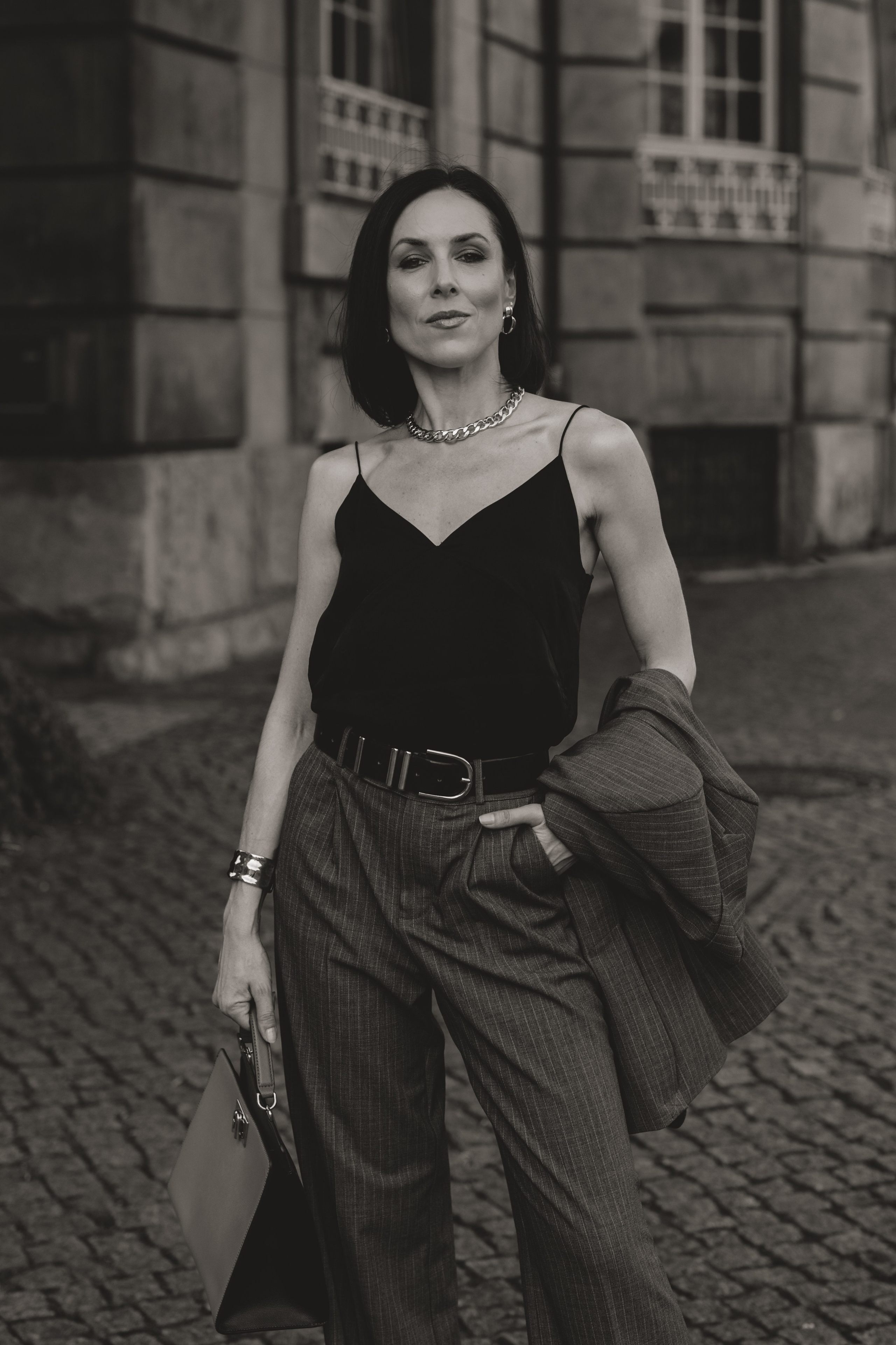 Elegant Street Portrait In Leipzig. Woman in business Suit. Kristina Kozheltsova- Soulful Portrait&Lifestyle&Love Story Photographer in Leipzig, Germany