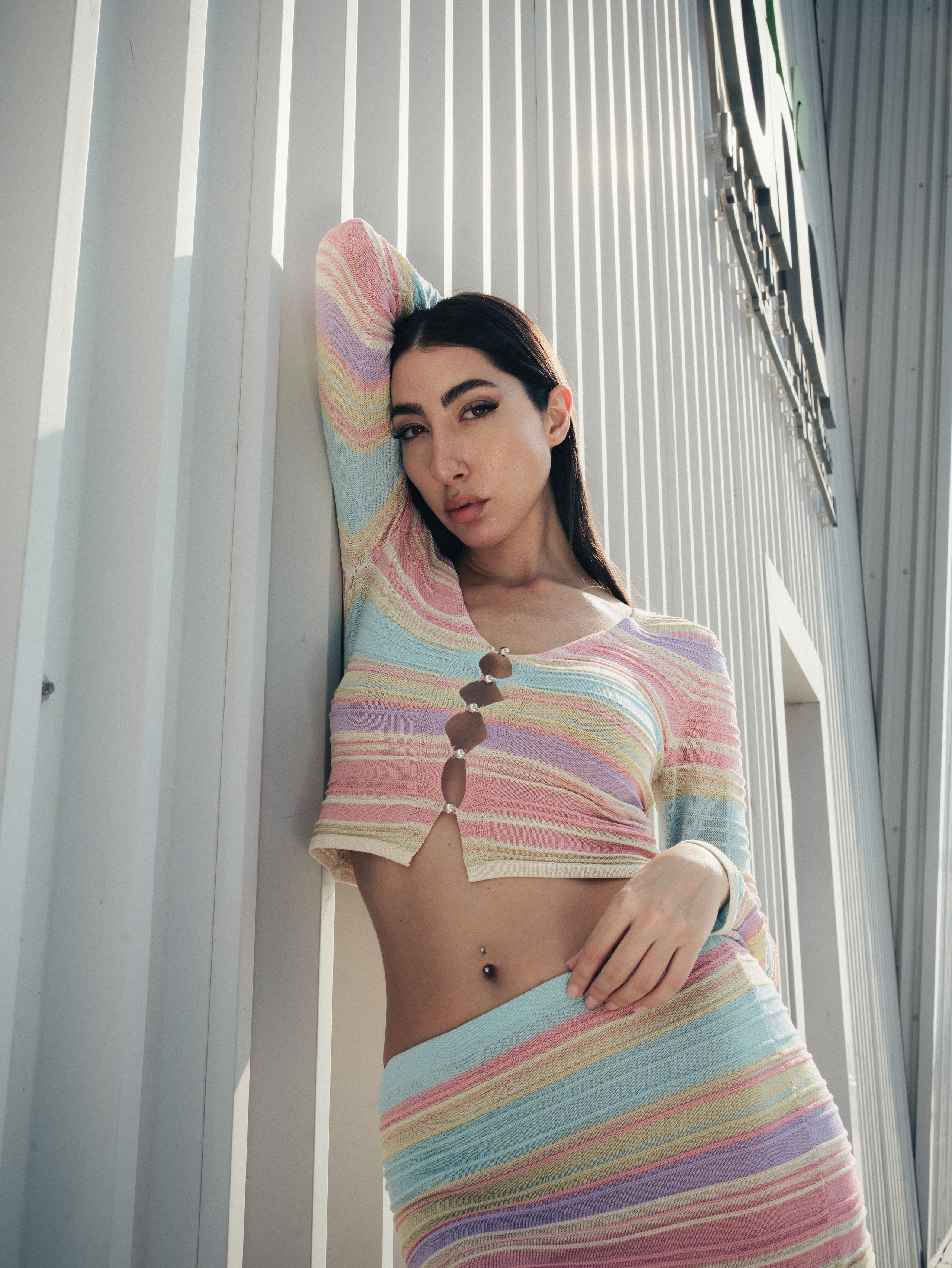 #E3C Sun lines. Alisha Geva | Contemporary fashion women’s portrait Dubai