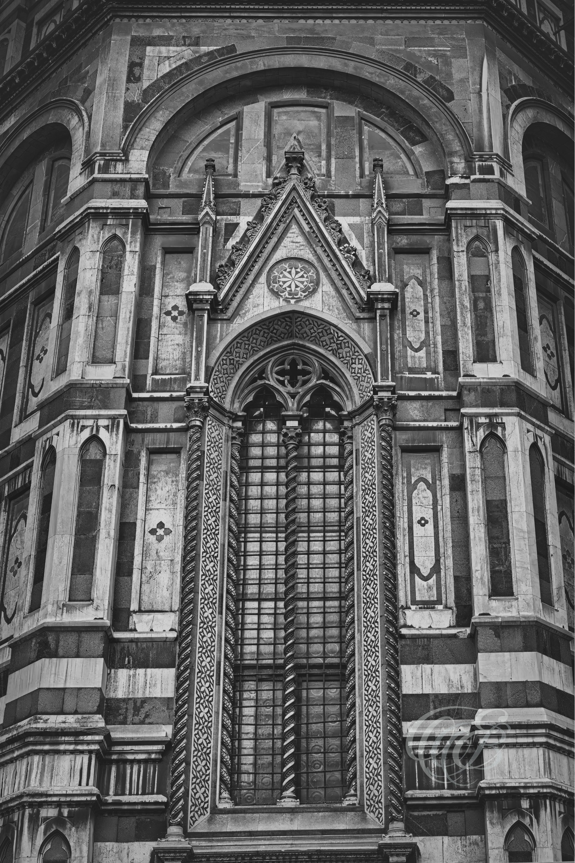 Florence Italy - Santa Maria del Fiore Window - B&W Matte - Eduardo Bartoli Fine Art Photography - Black-and-white matte photograph of a window of Santa Maria del Fiore in Florence, Italy – fine art photography by Eduardo Bartoli.