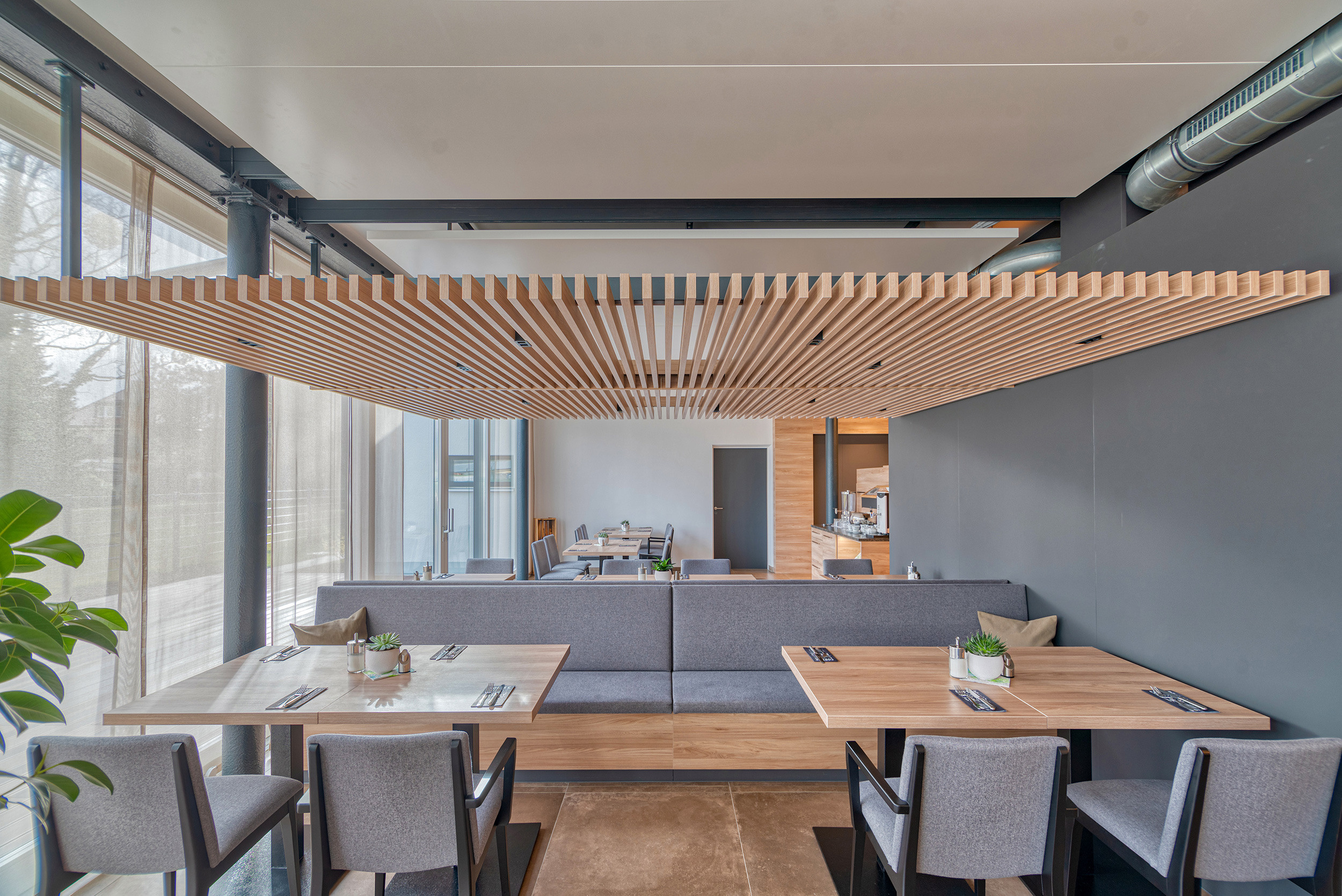  Minimalist restaurant interior with wooden elements – Commercial Interior Photography