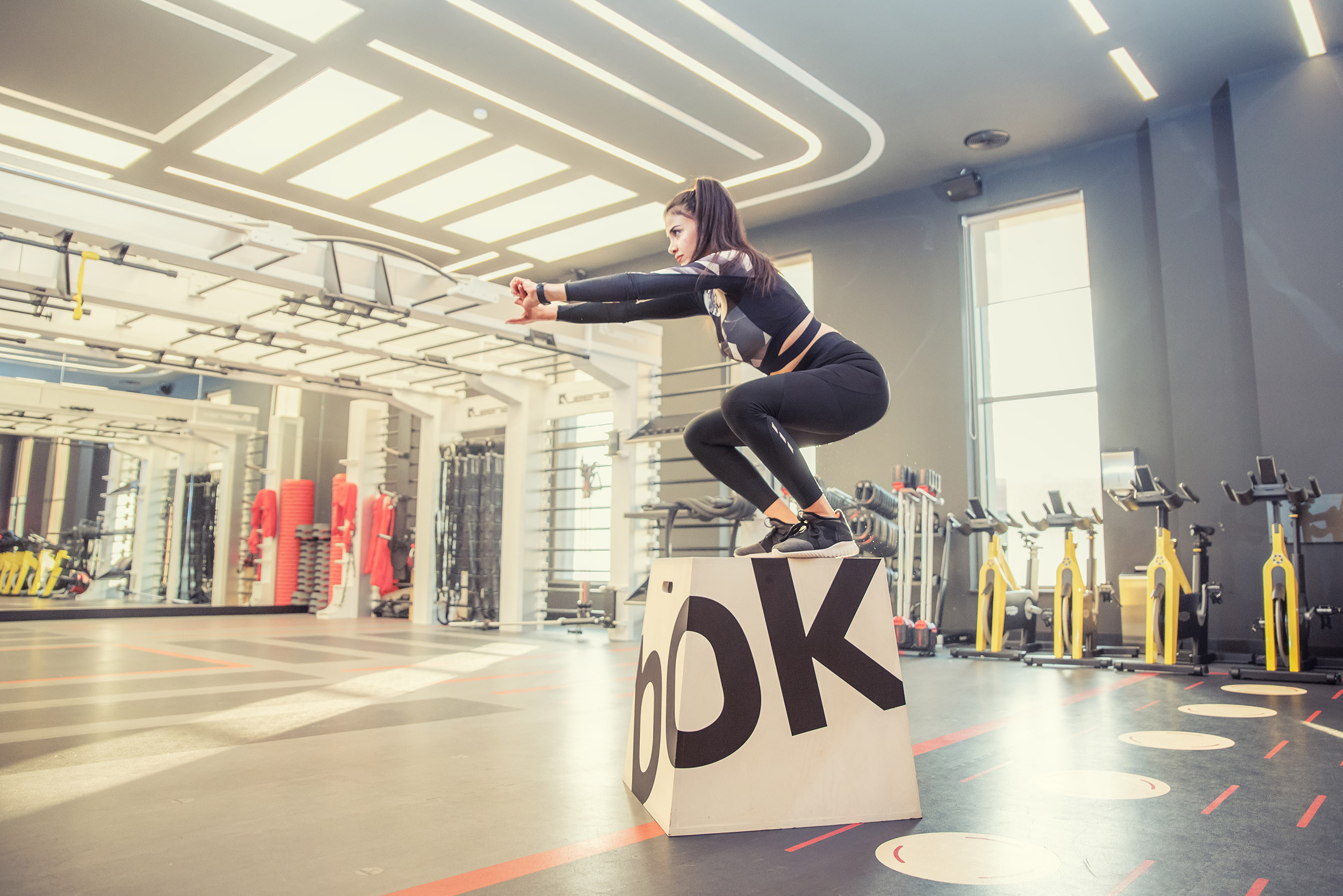 Plyometric jumps in a gym