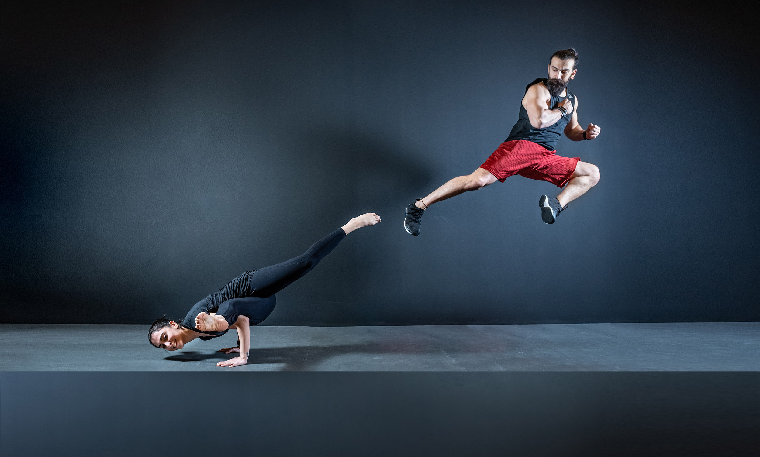 Acrobatics during fitness training