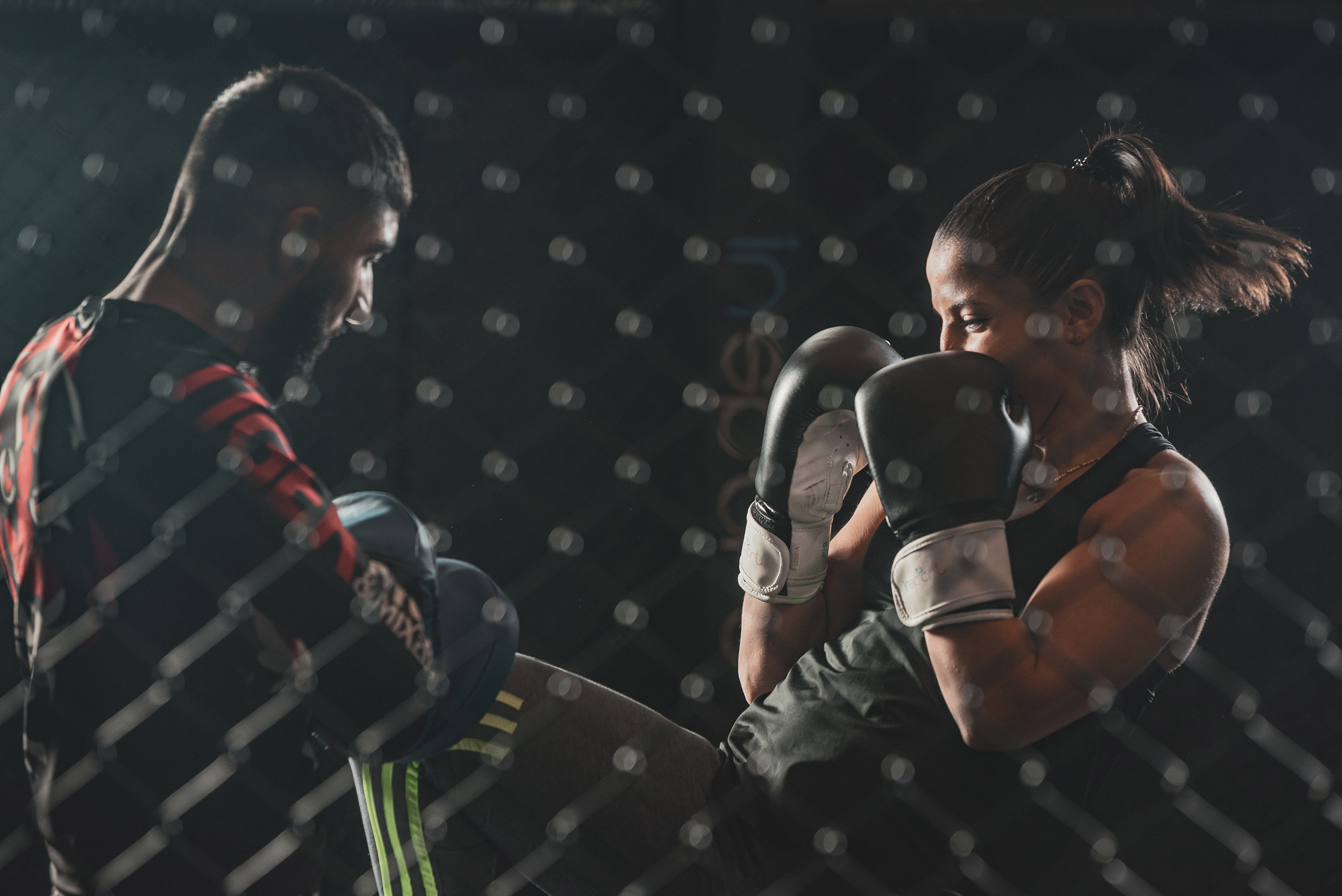 Female boxer, powerful punch