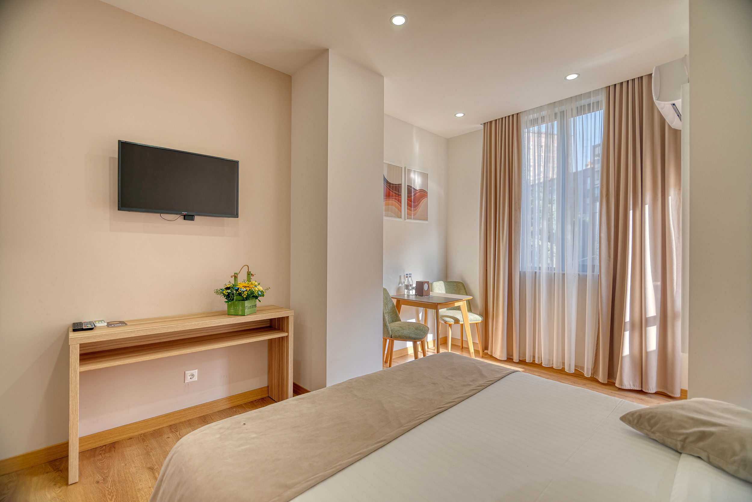  Modern hotel room with soft lighting – Hospitality Photography