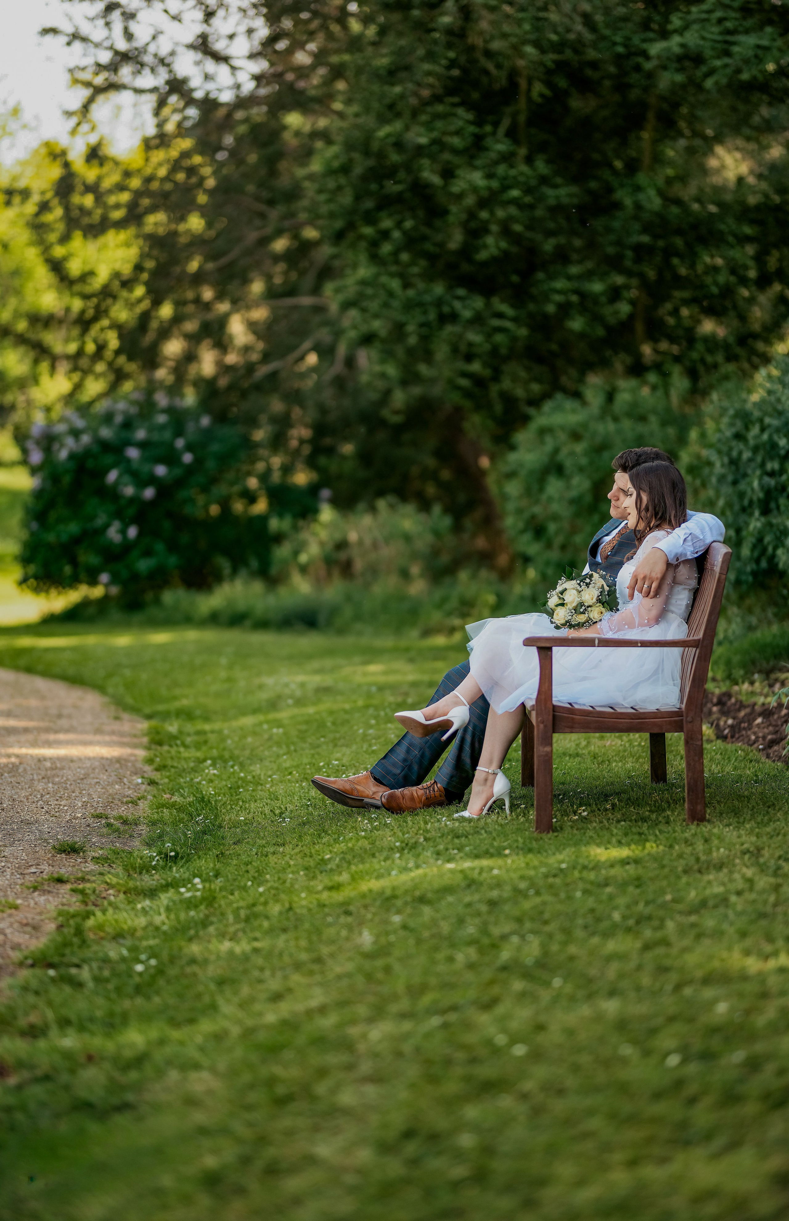 Groom portrait in the gardens at Luton Hoo