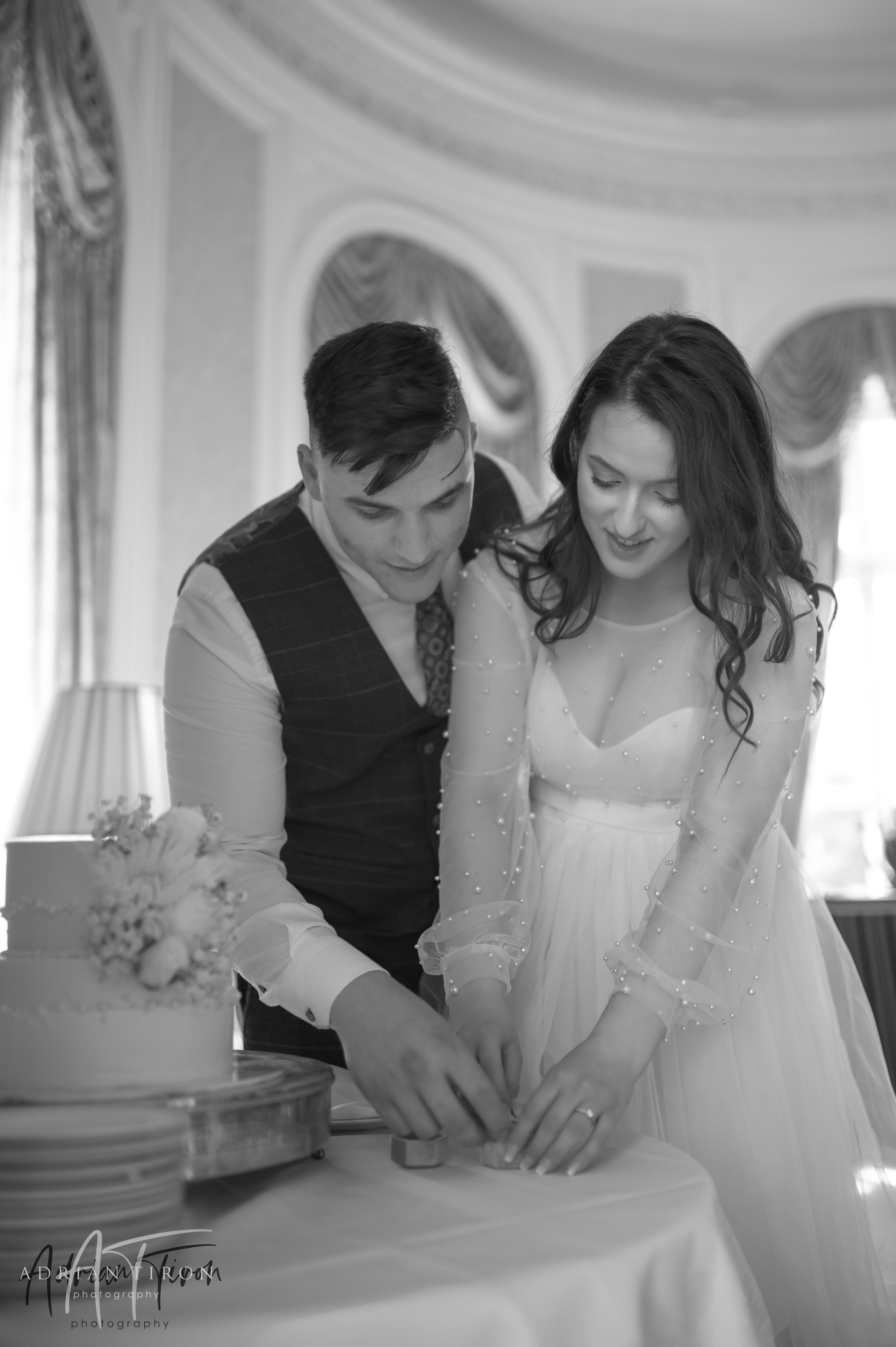 Bride and groom sharing a quiet moment together indoors at Luton Hoo