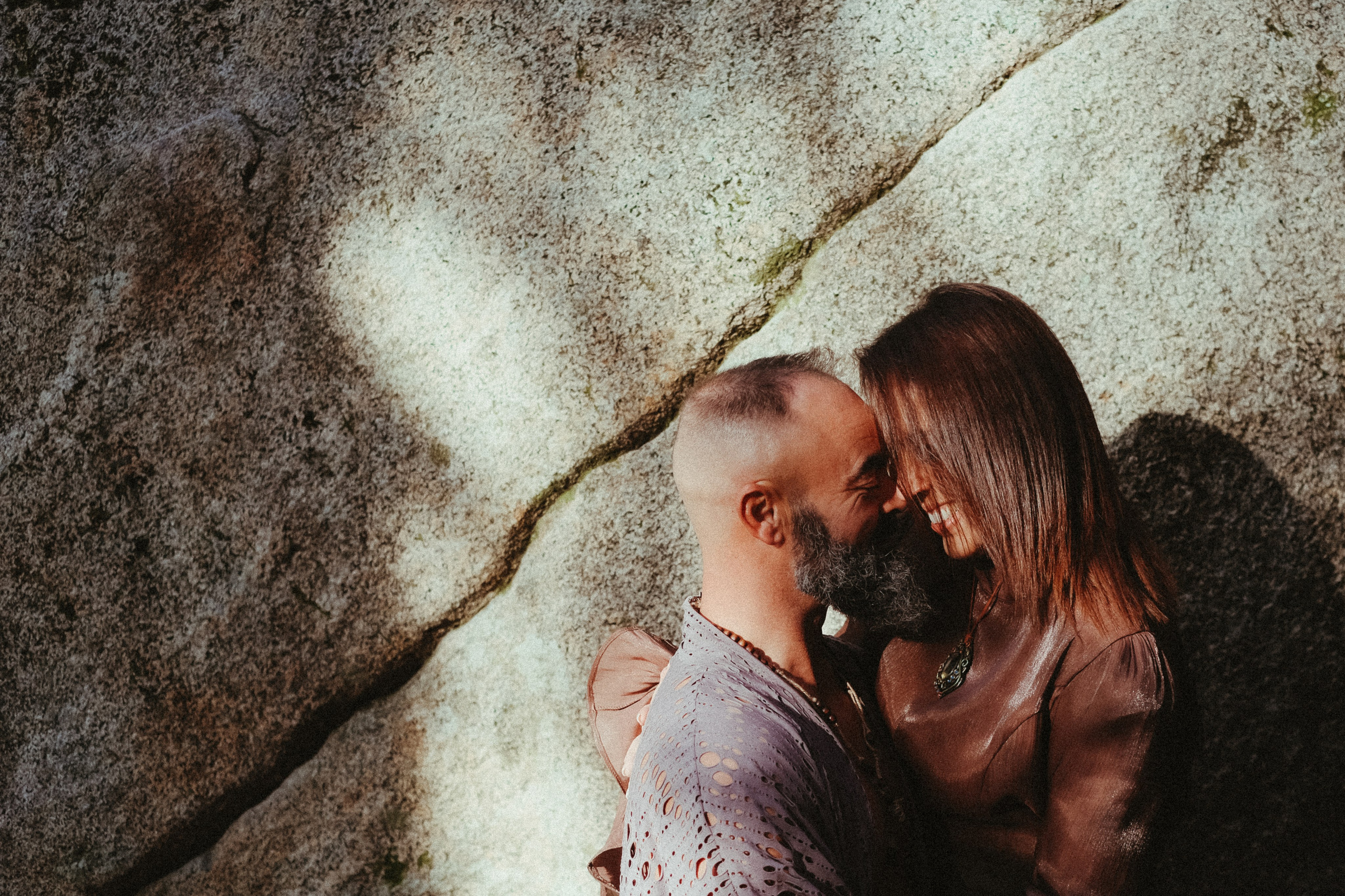 Close up couple portrait during forest elopement inspired session