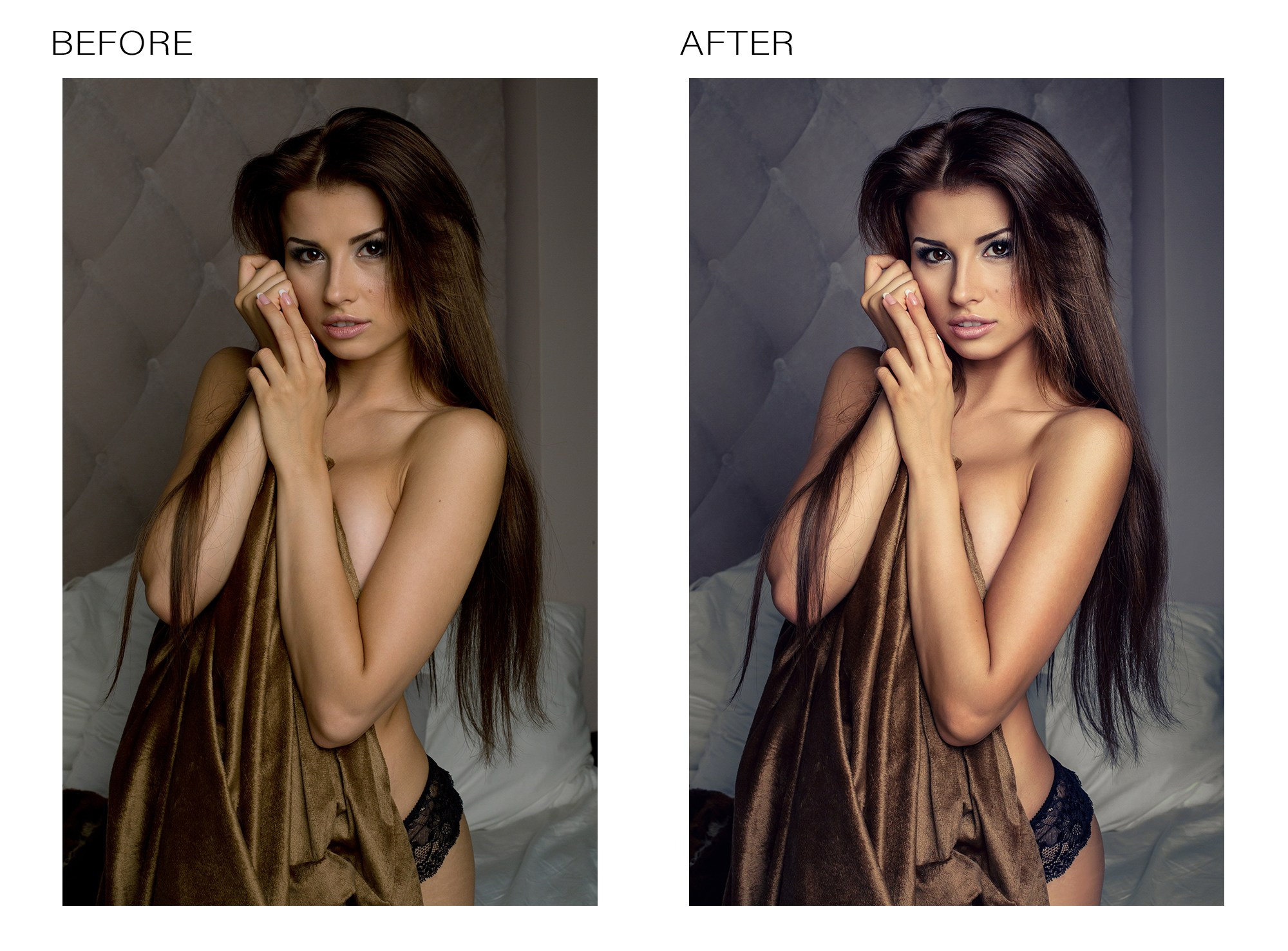 Будауарный портрет профессионально ретуширован международным ретушером, естественные тона кожи и мягкое освещение