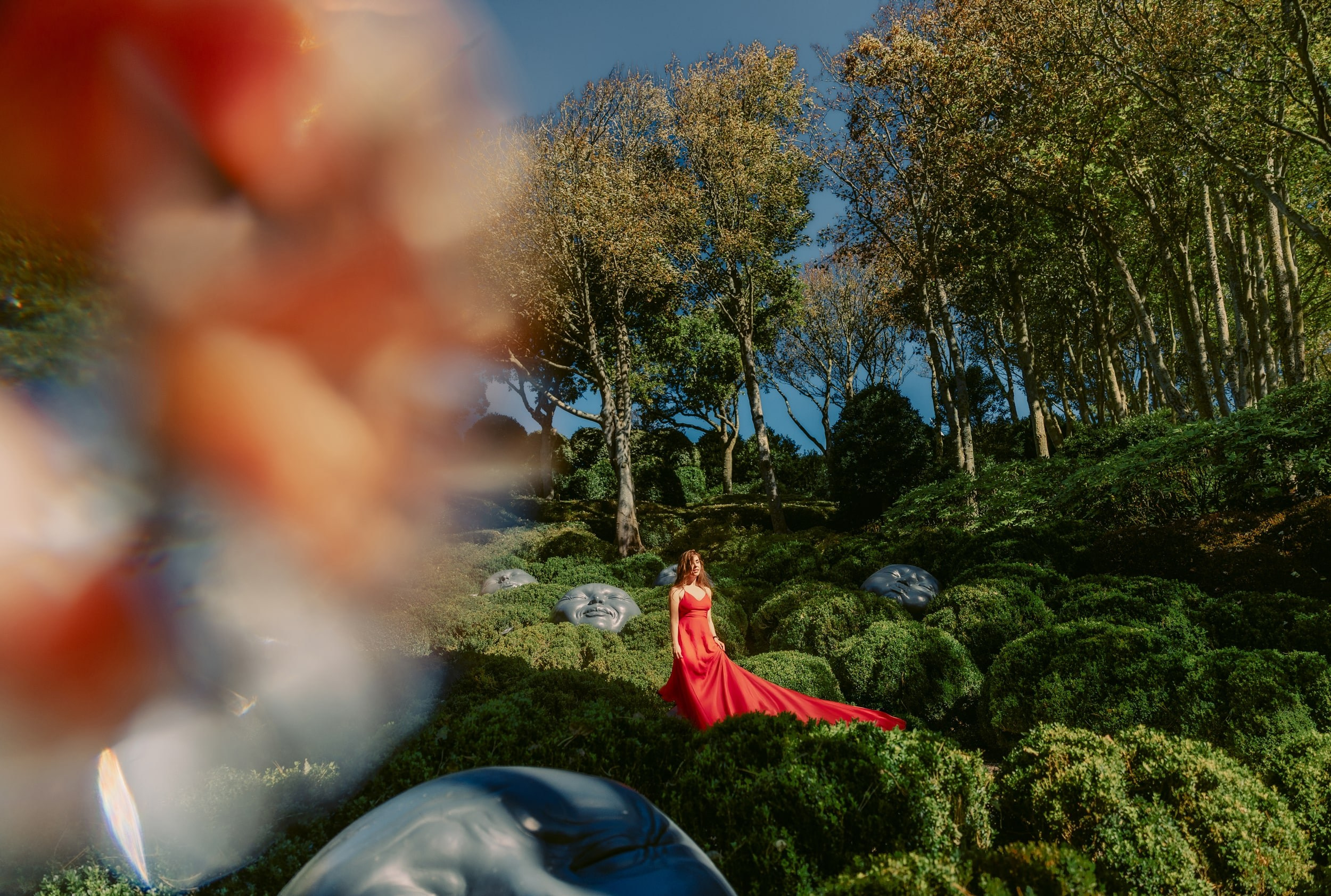 Dreamy Photoshoot in Étretat Gardens, France — Red Dress Portrait Session. Romantic & Soulful Photography by Natalia Olhova in Rotterdam