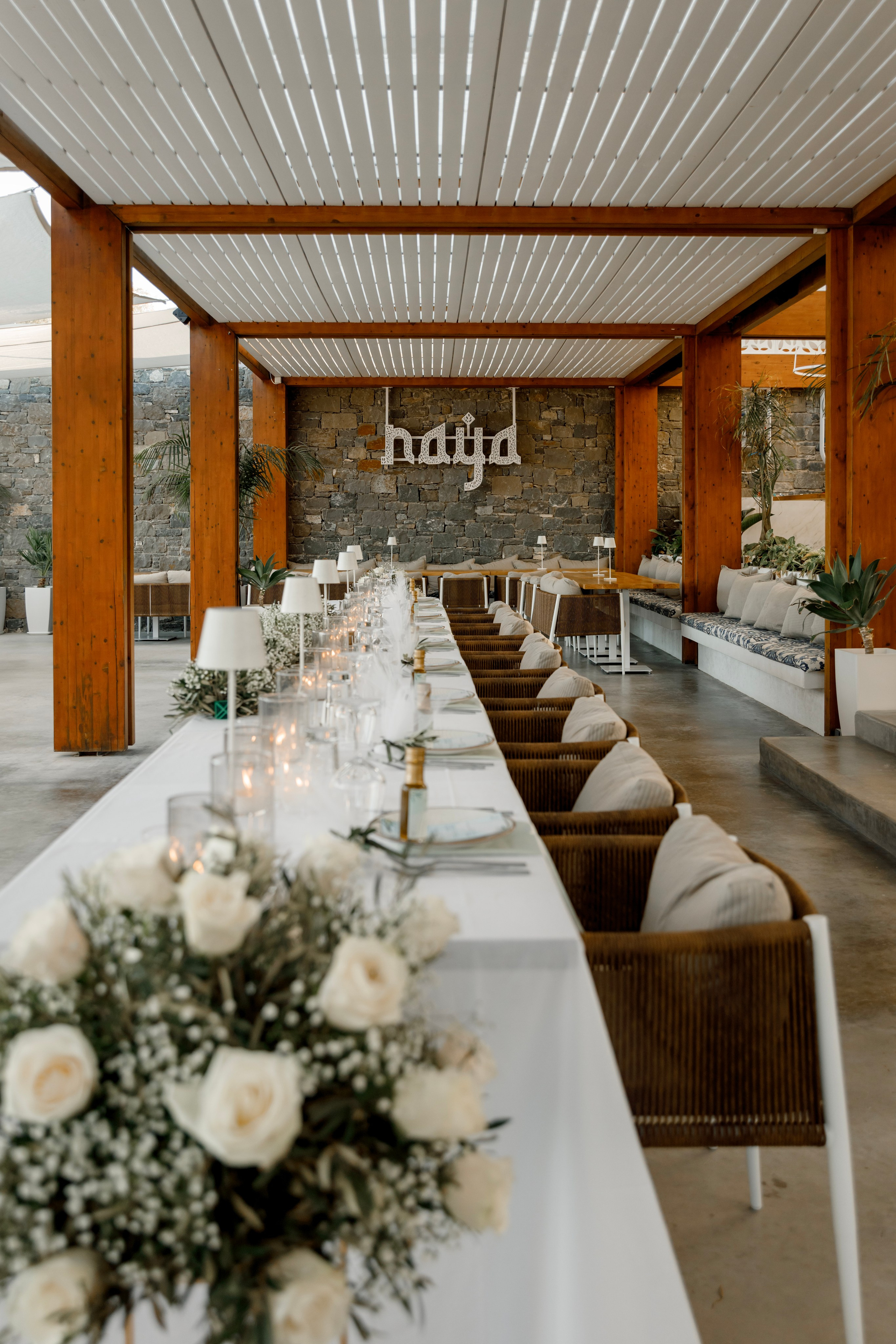 Wedding decoration in a Restaurant Naya, Faliraki Rhodes Greece