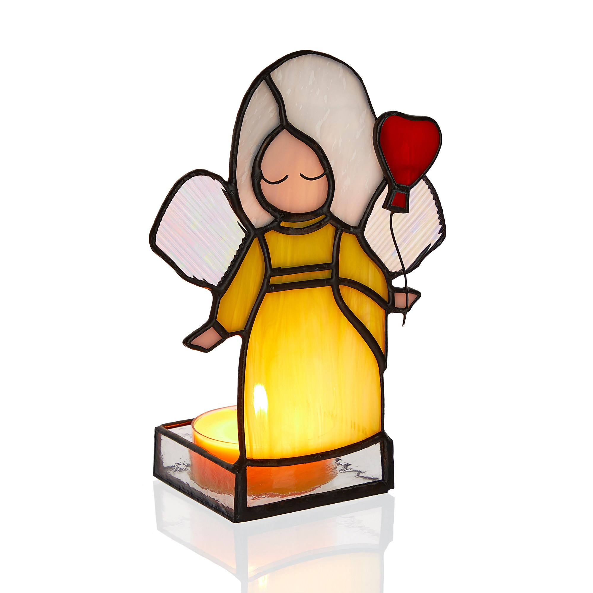 Photographer Roman Djuzev - Photograph of stained glass Angel on white background, stained glass artist Tatyana Velichkina.