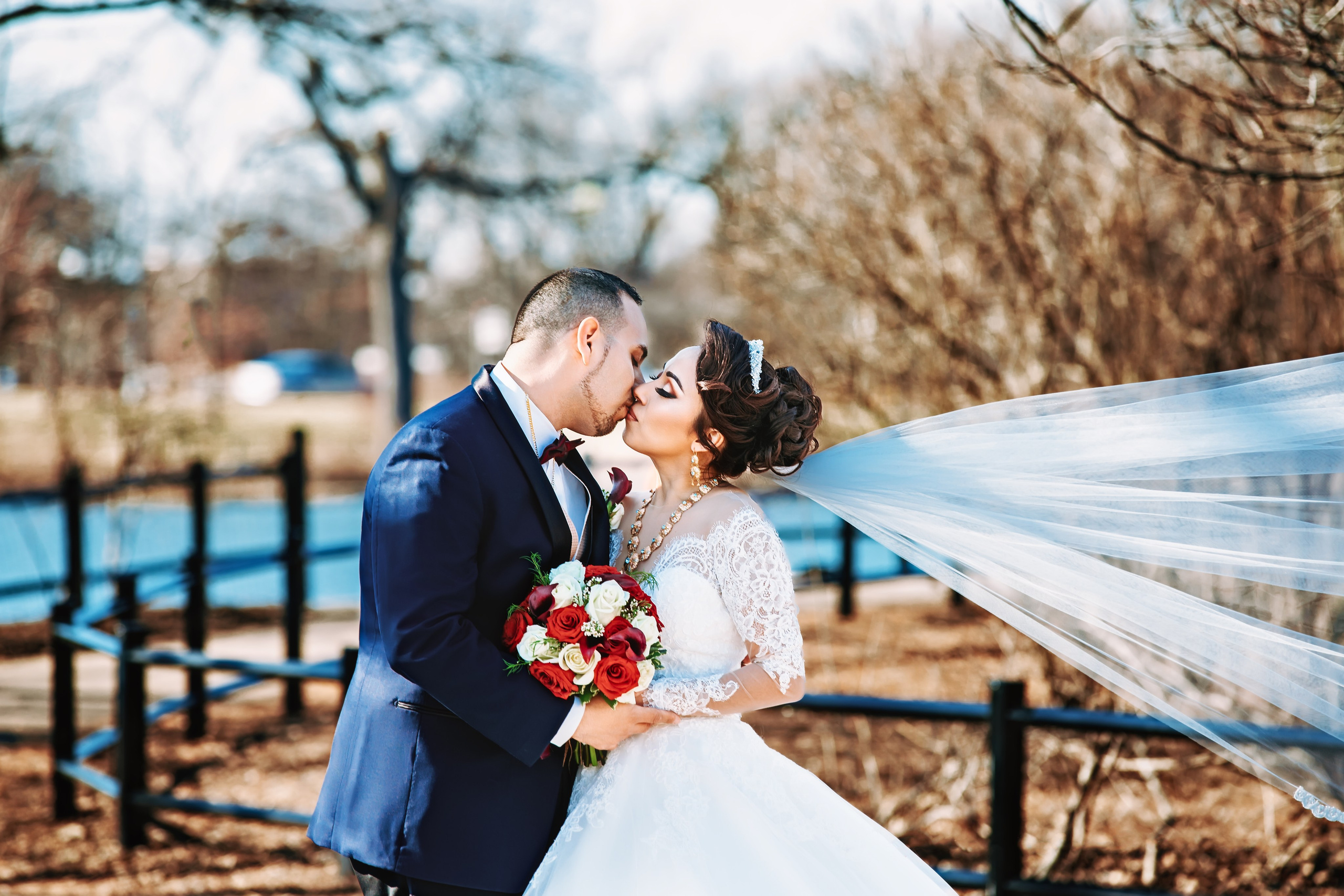 Winter engagement portrait session along the Downtown Canal Walk Indianapolis