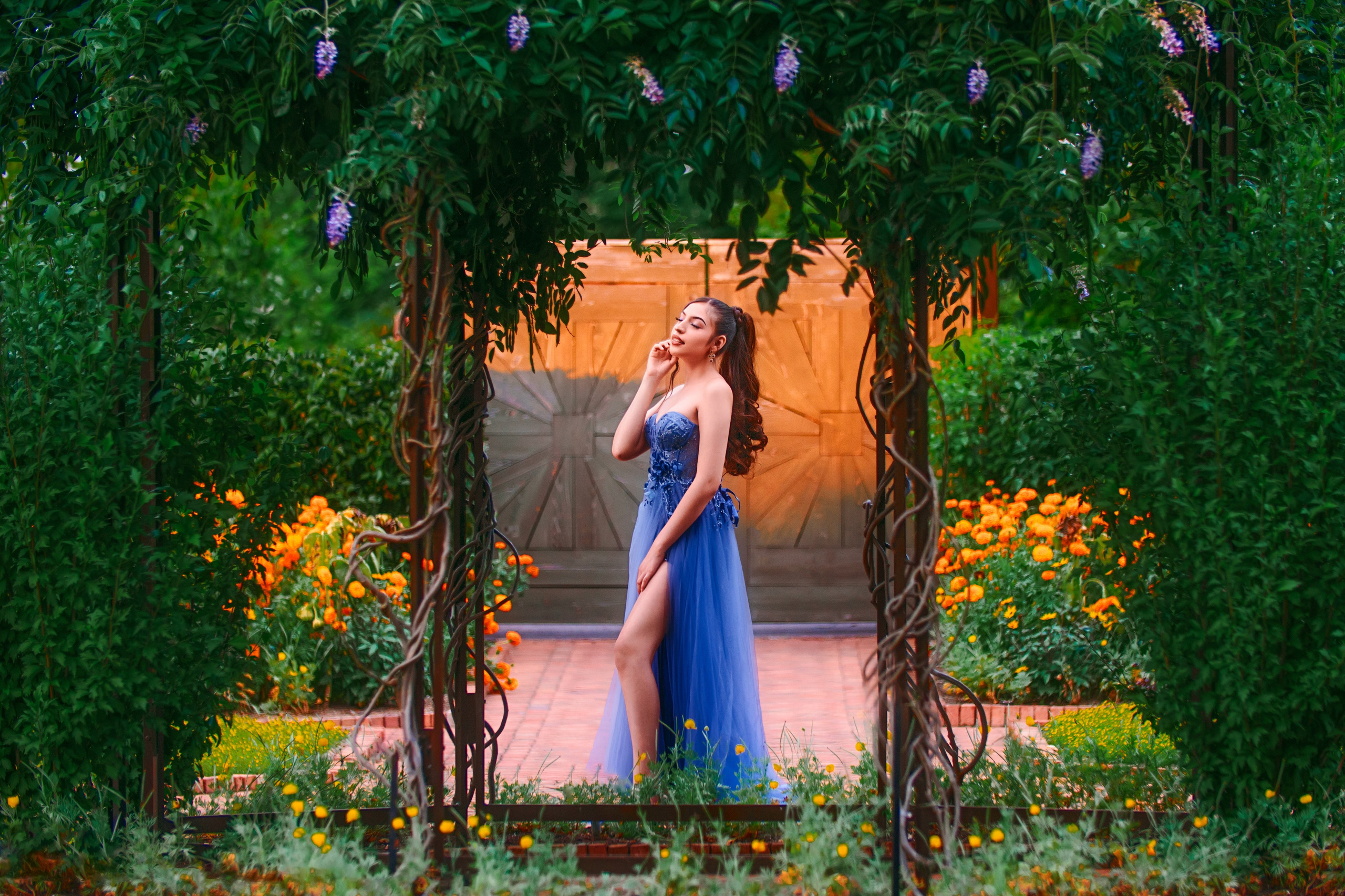 Bold creative studio quinceañera portrait session with vibrant color grading Indianapolis