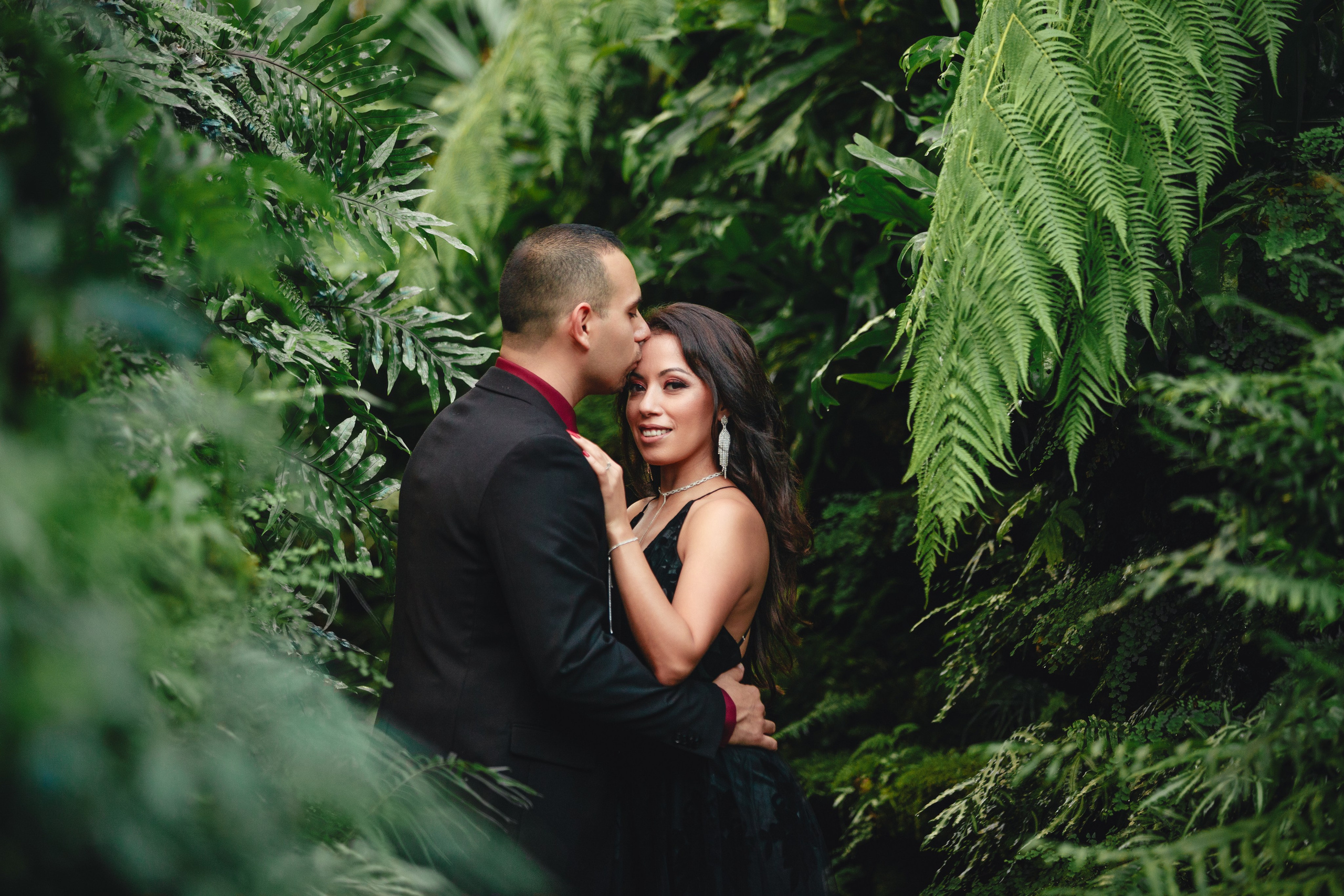 Romantic outdoor wedding couple portrait at Garfield Park Indianapolis
