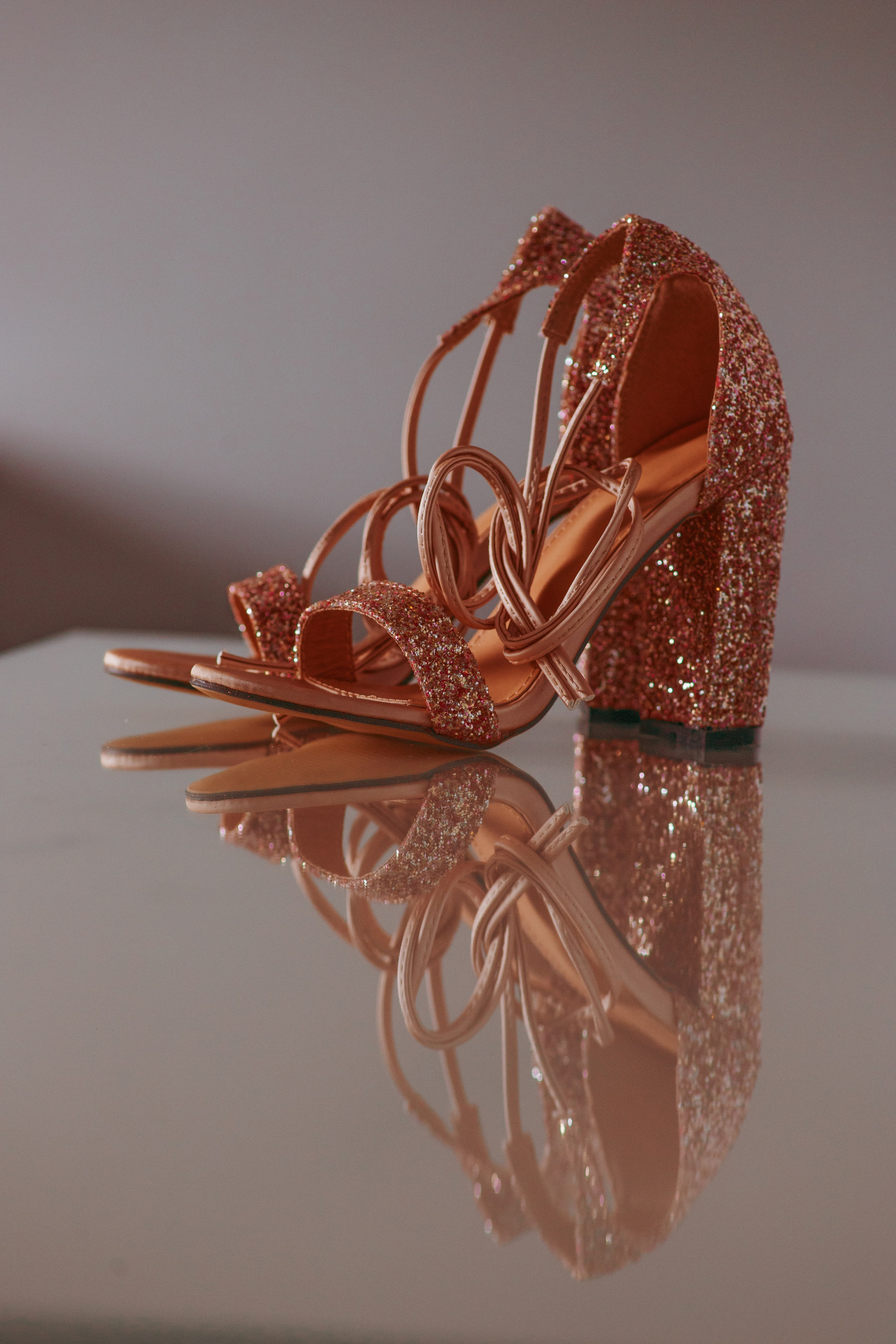 Sparkling blush pink heels for quinceanera preparation in Indiana