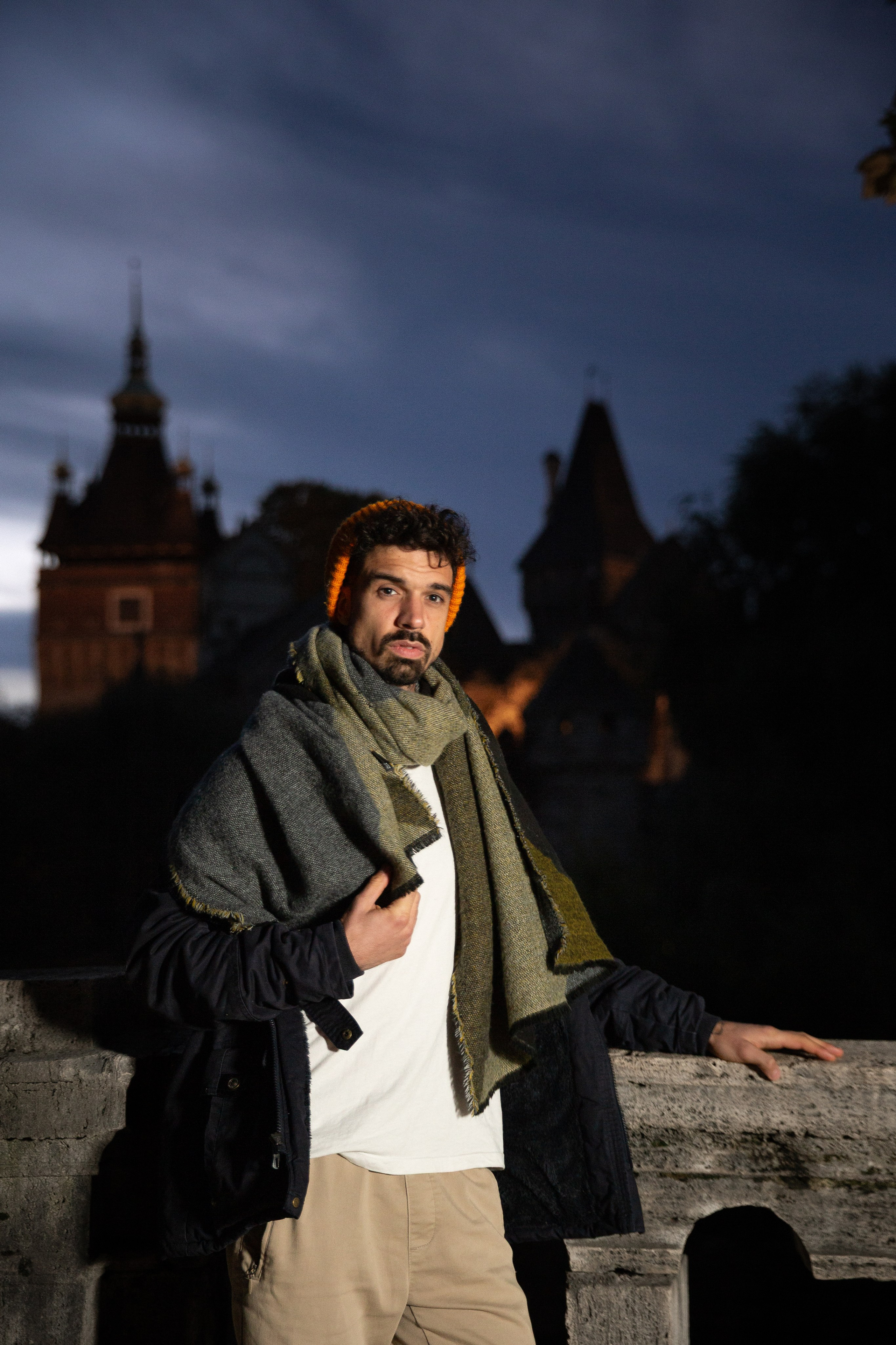 A man in the park at sunset