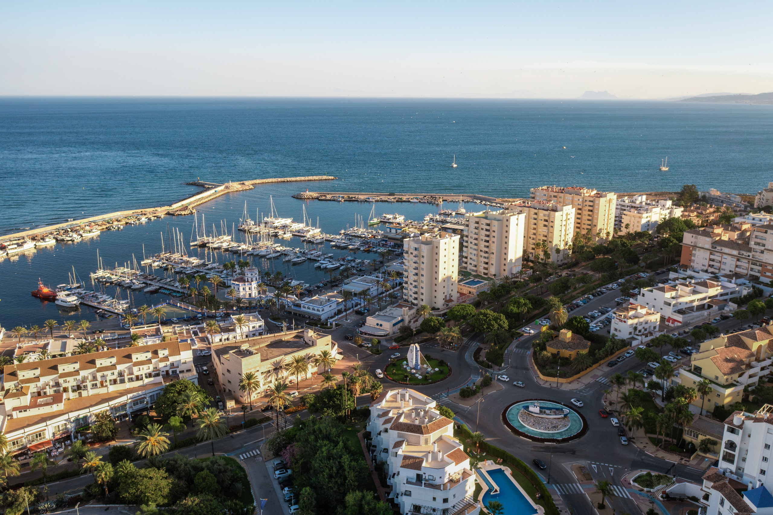 Estepona waterfront properties and beach seen from a drone by Estepona photographer