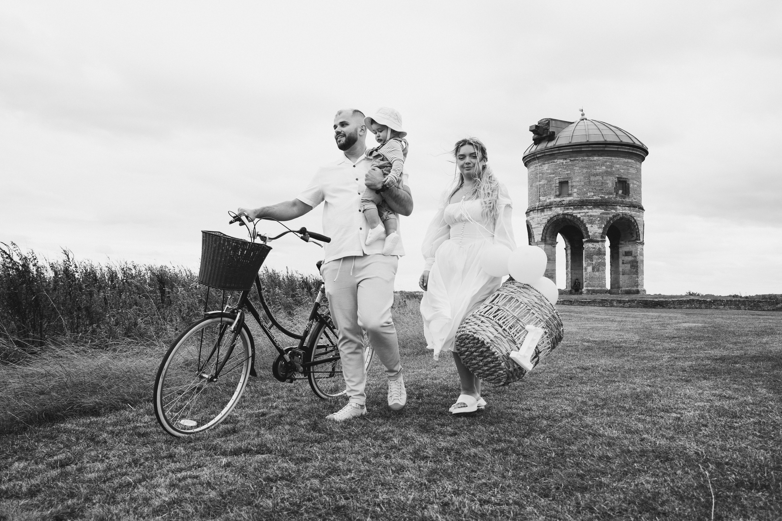 Natural black and white couple portrait during family photo session in the UK