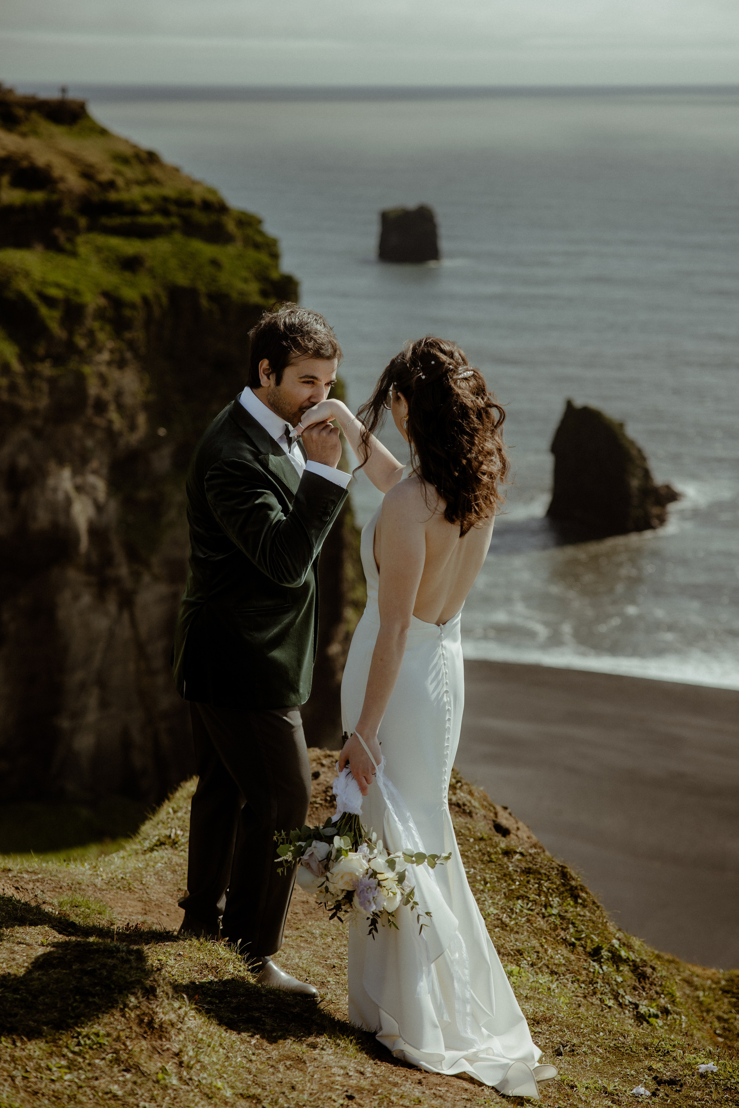Iceland elopement at endless black sand beach. Iceland elopement photographer & videographer
