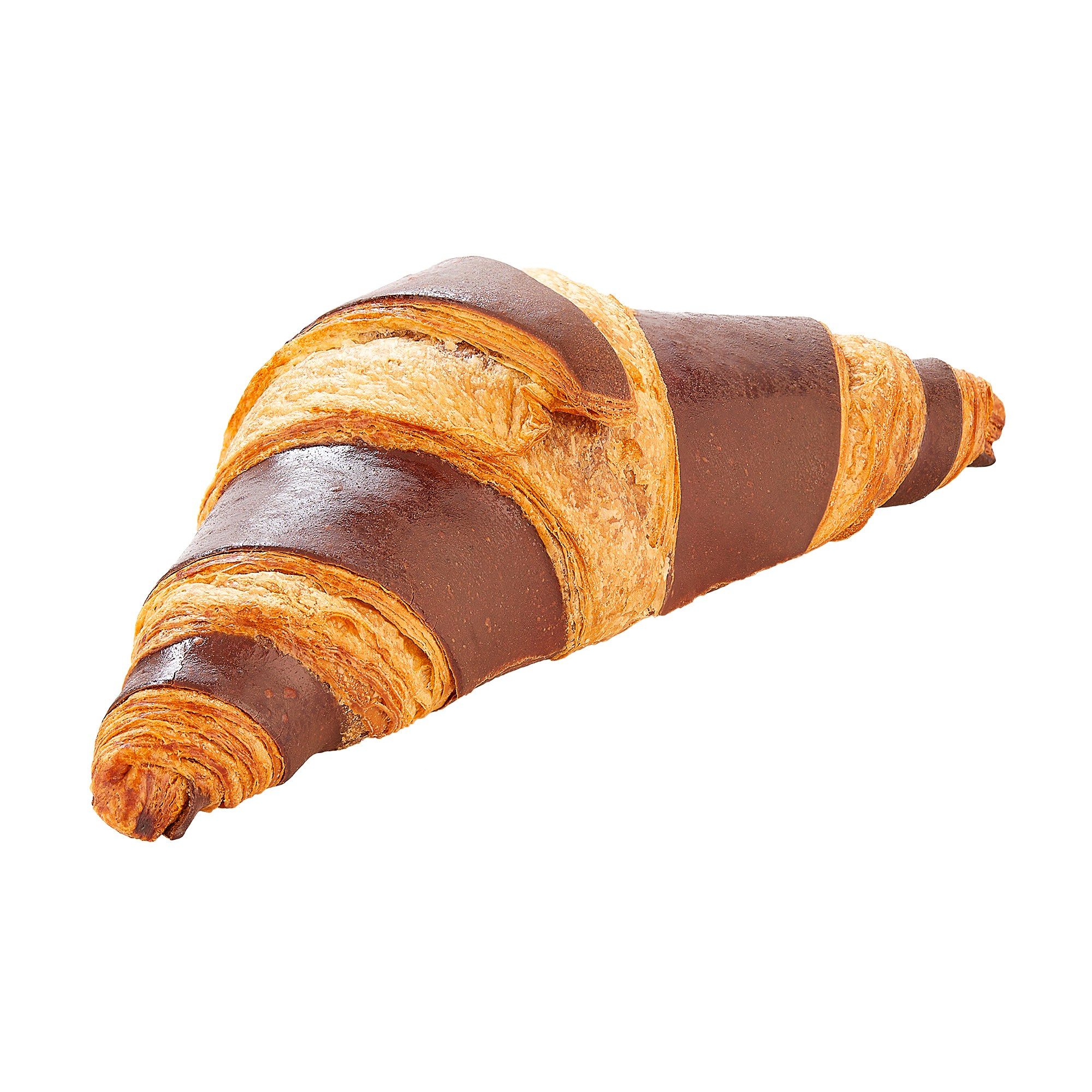 Photographer Roman Djuzev - Croissant with chocolate filling close-up on white background.
