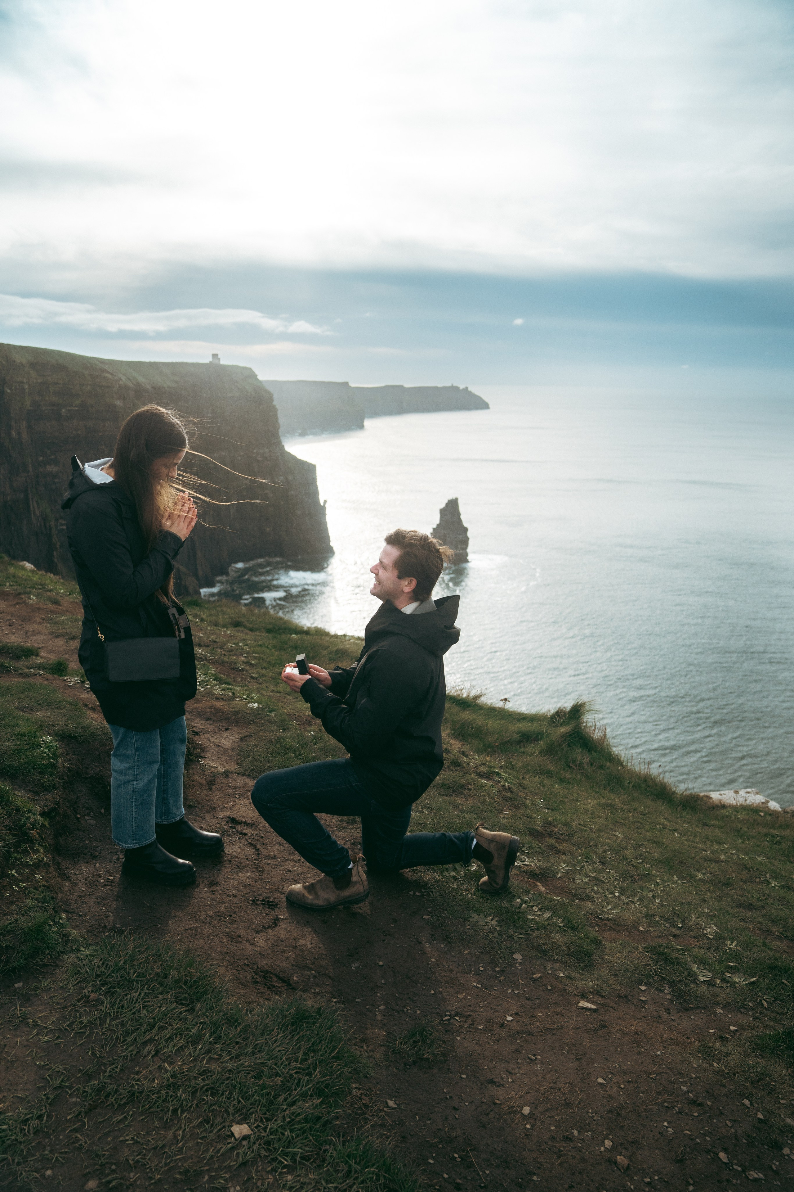 Proposal at Cliffs Moher. Wedding and family photographer Ireland