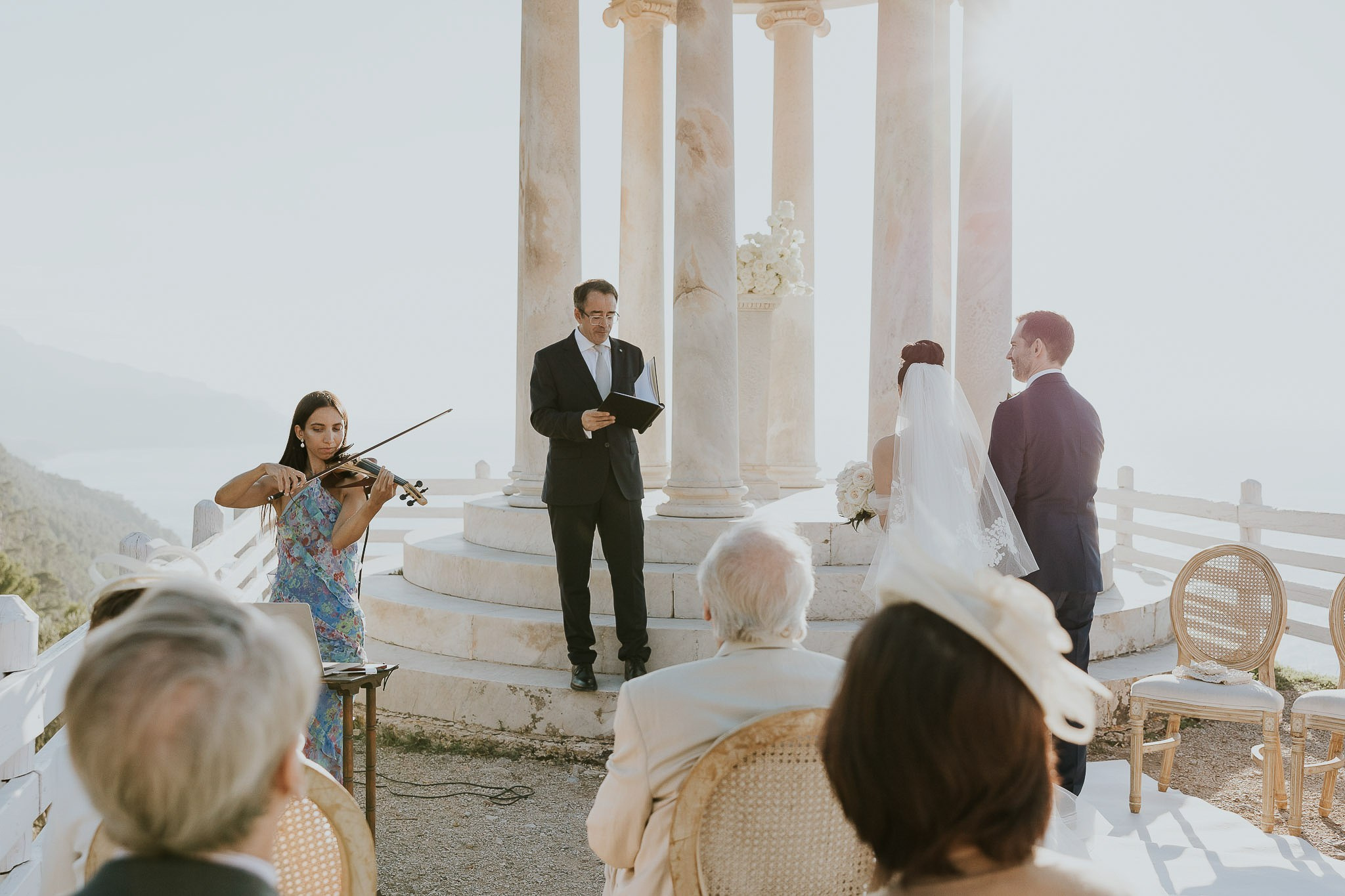 Violinist playing during Son Marroig wedding ceremony