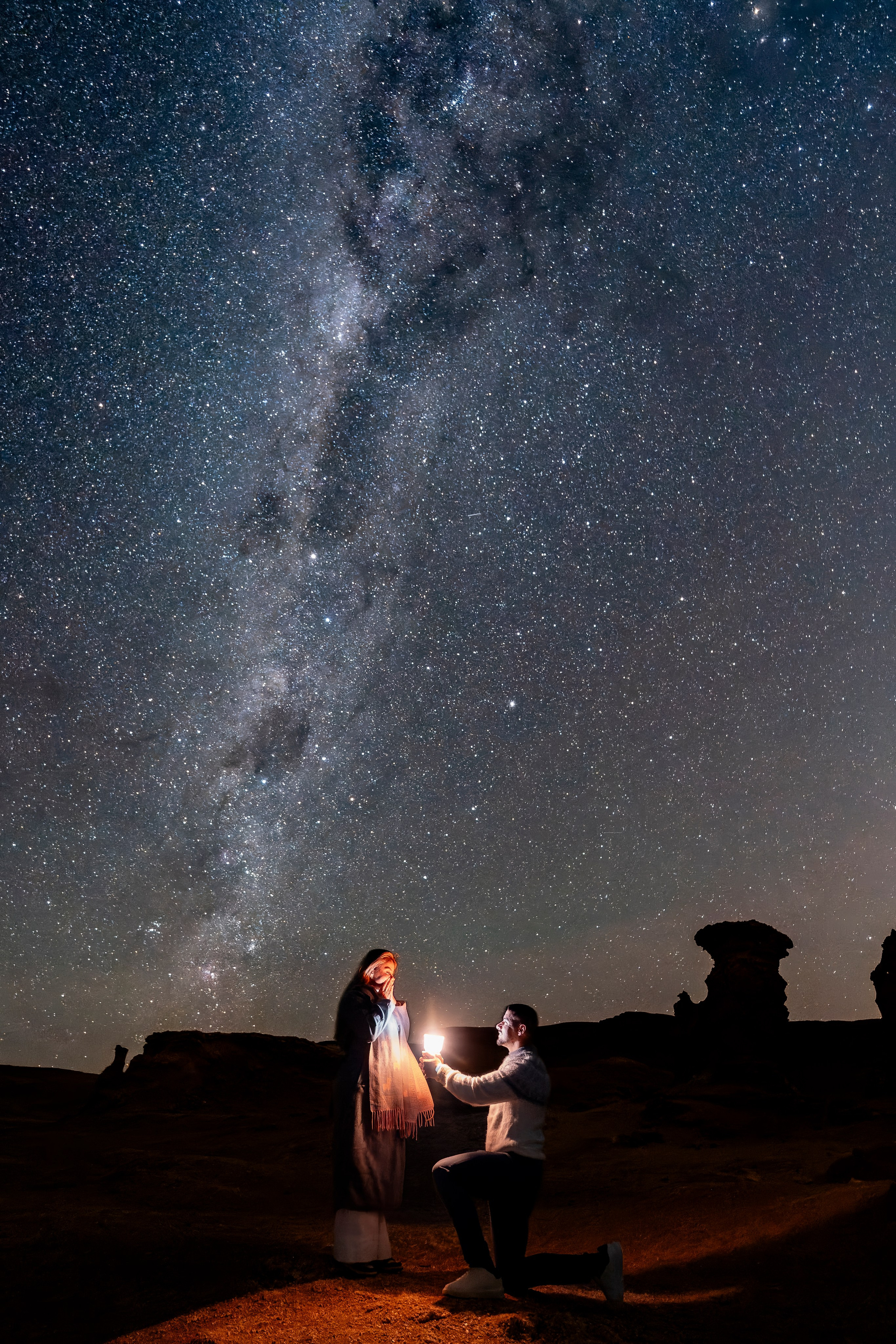 Vallecito Noturno — Pedido de casamento. Fotografo en San Pedro de Atacama