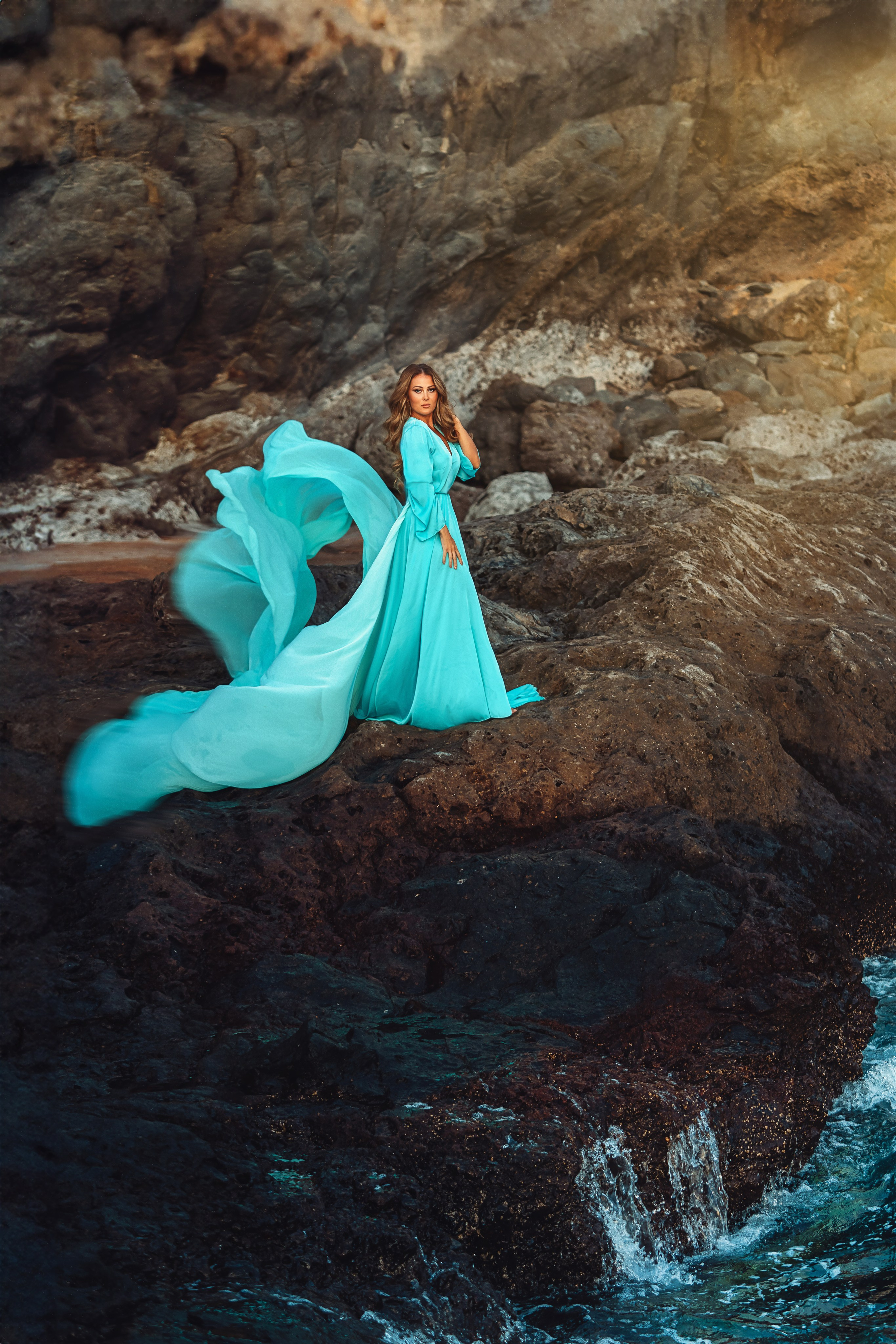 Sesion personal con el vestido volador color menta. Профессиональный фотограф на Тенерифе