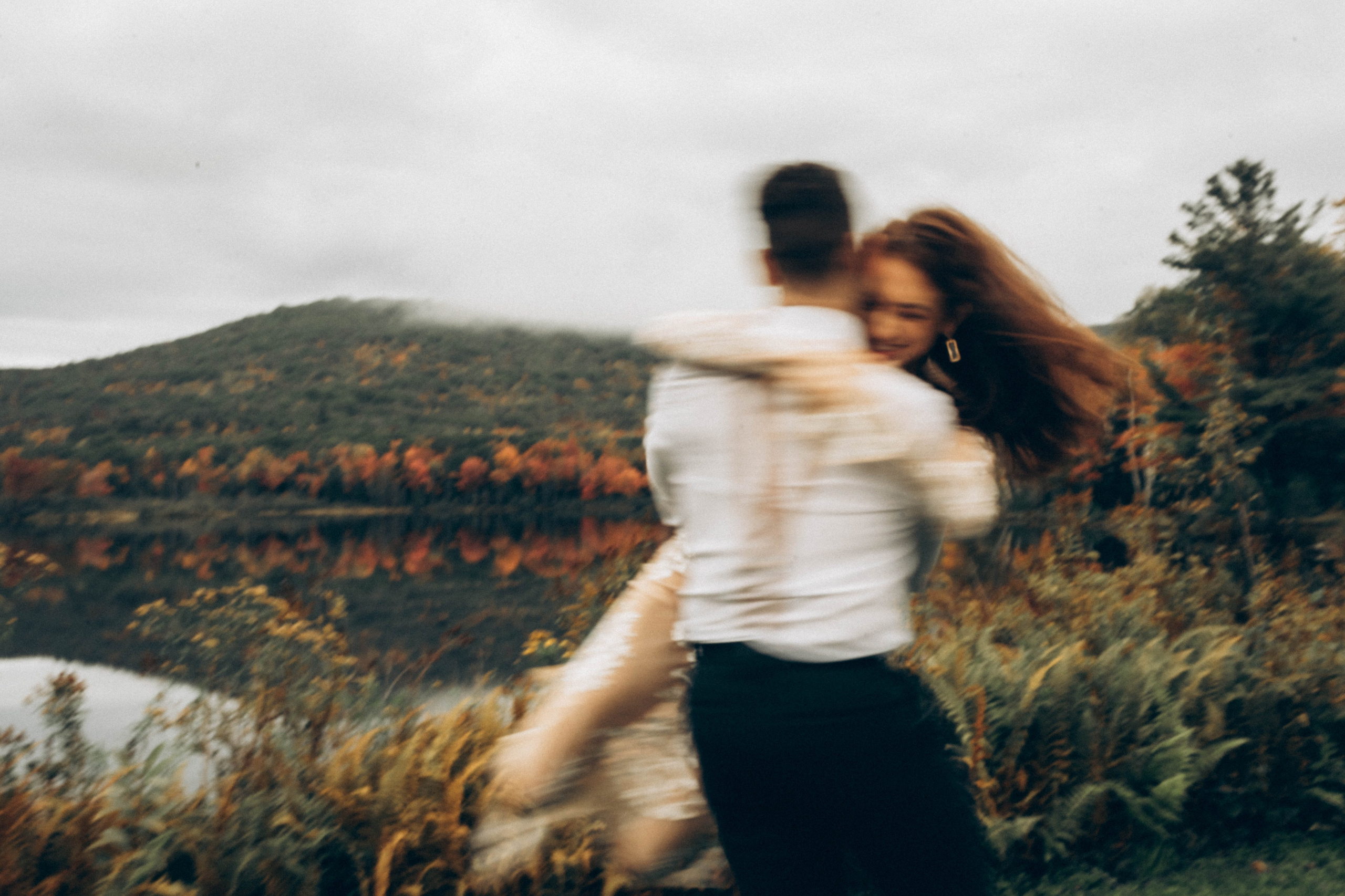 Candid moment of bride and groom in Upstate New York