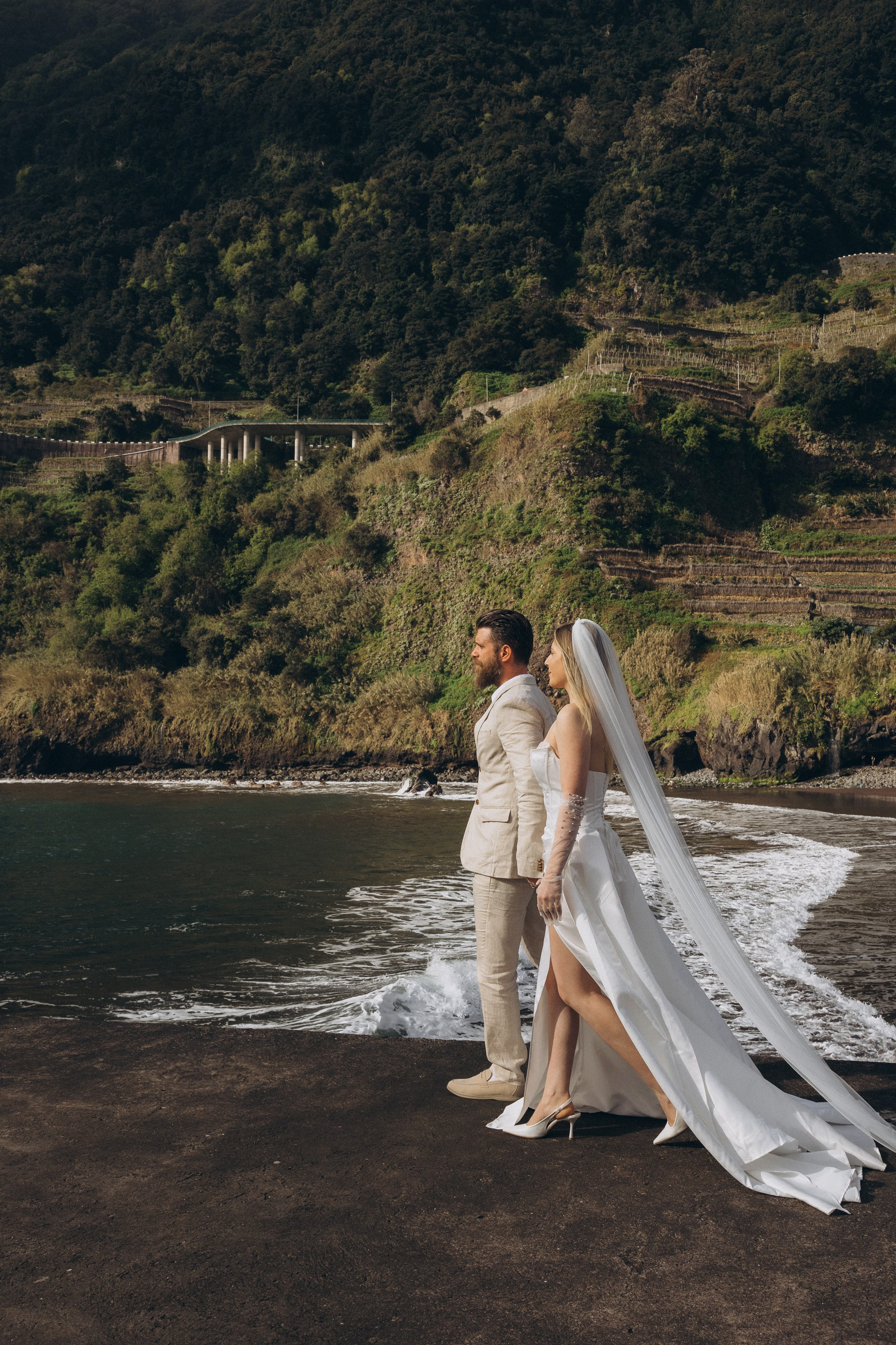 After Wedding Photoshoot at Seixal Beach, Madeira | Romantic Couple Session