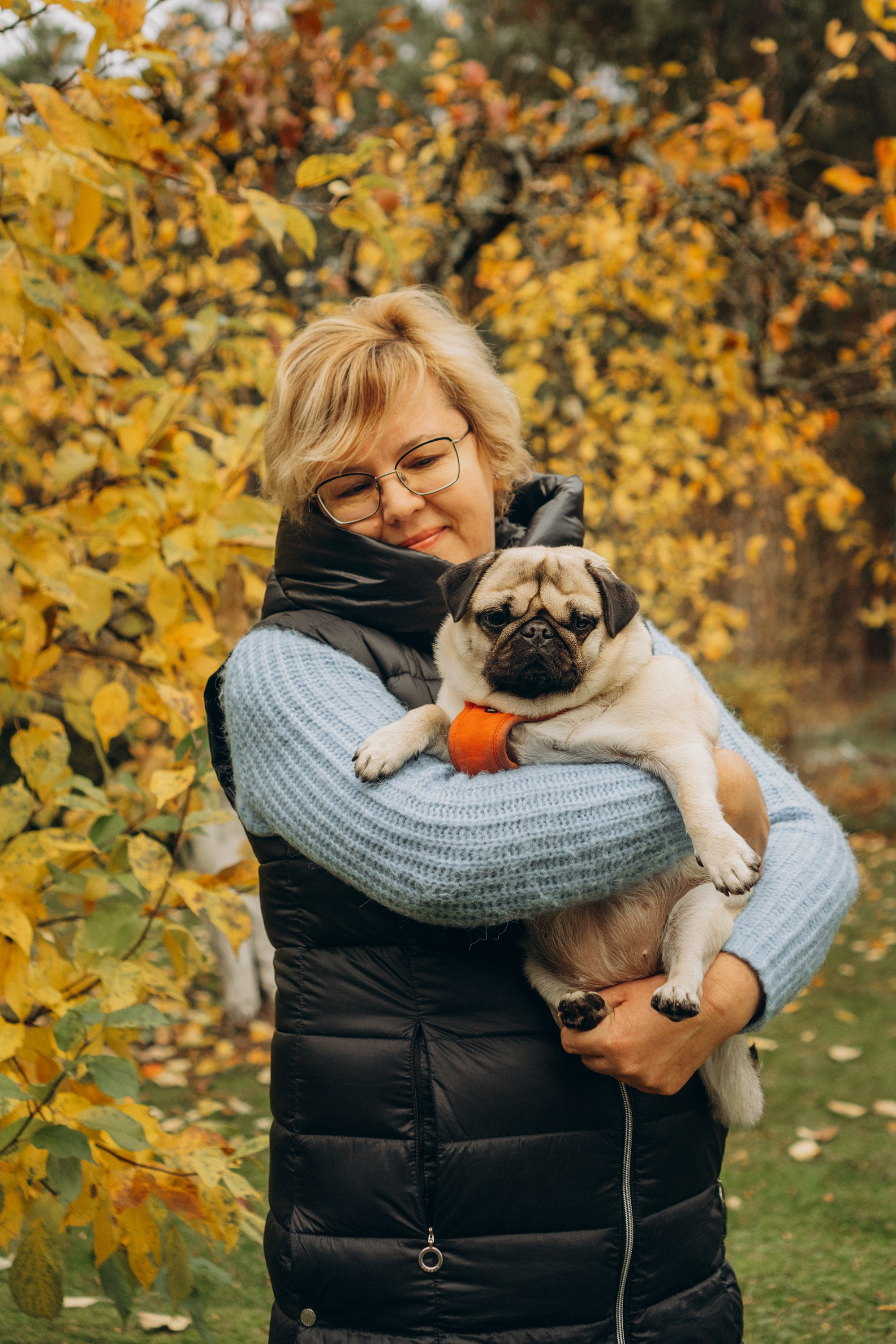 Jelena and her Sandy, Pug and Katja and her Safiir, Cardigan Welsh Corgi. Kat Laisaar — Pet photographer in Tallinn