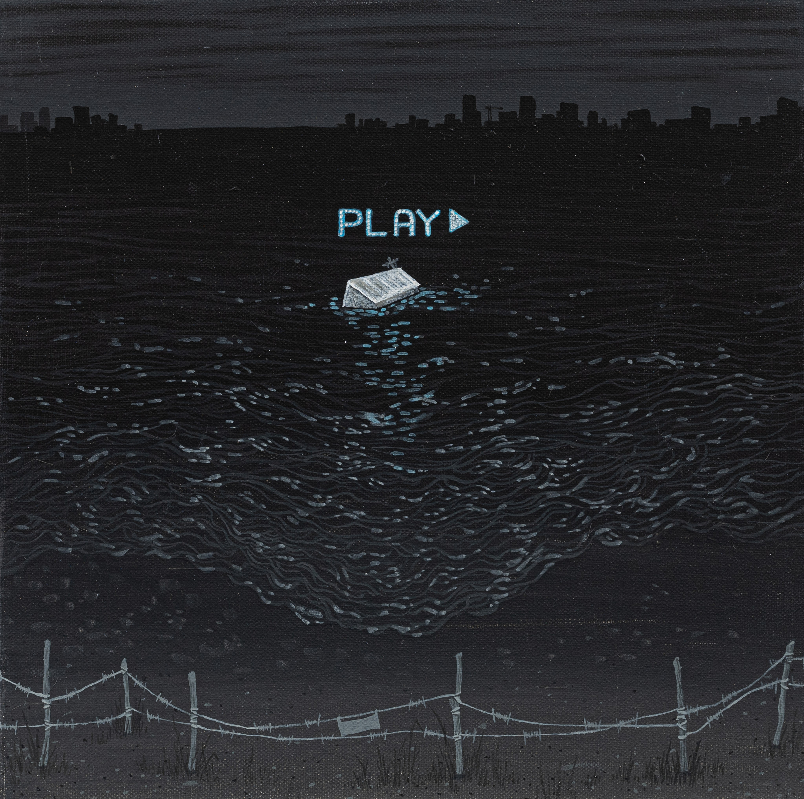 Scène.2023.30x30cm.Peinture à l’huile sur toile