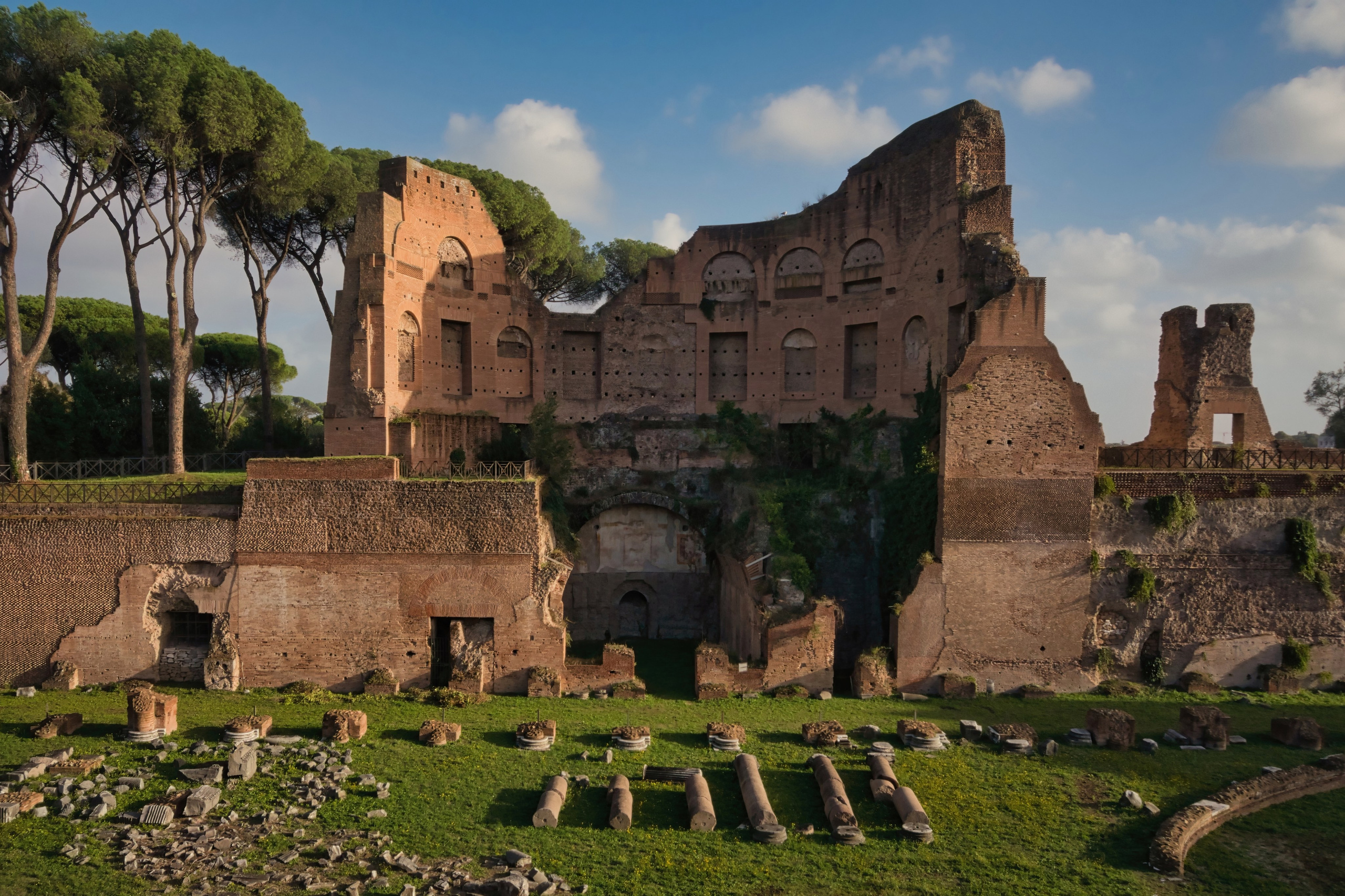 Photography of Italy – Palatine Hill at sunset with view of the Hippodrome of Domitian in Rome, photographed as part of a photography book about Rome.