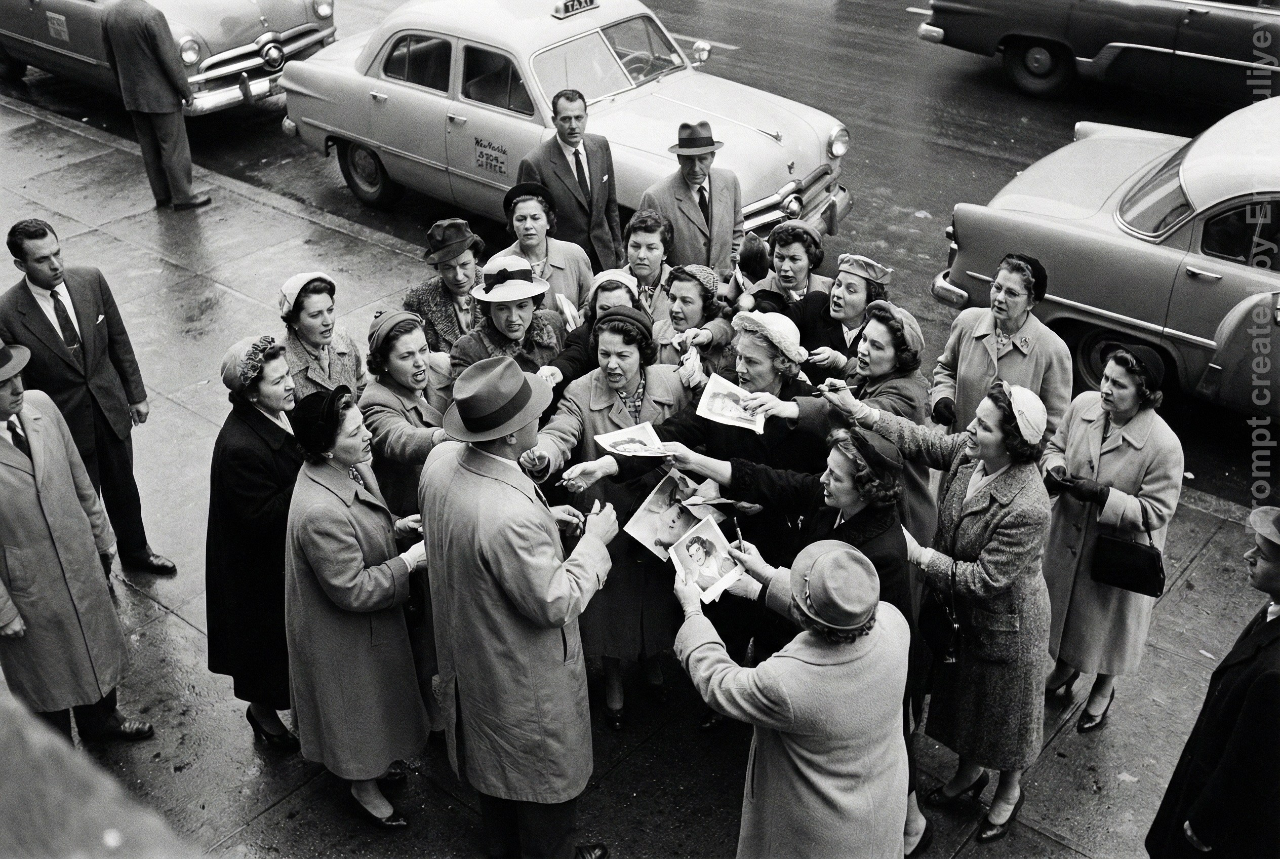 AI 1950s photo style test, vintage film look, realistic AI photography, retro image generation, learn my prompts in online class. Emin Kuliyev — Award-Winning Wedding Photojournalist NYC & USA | Best Wedding Photographer Known for Candid, Timeless Moments