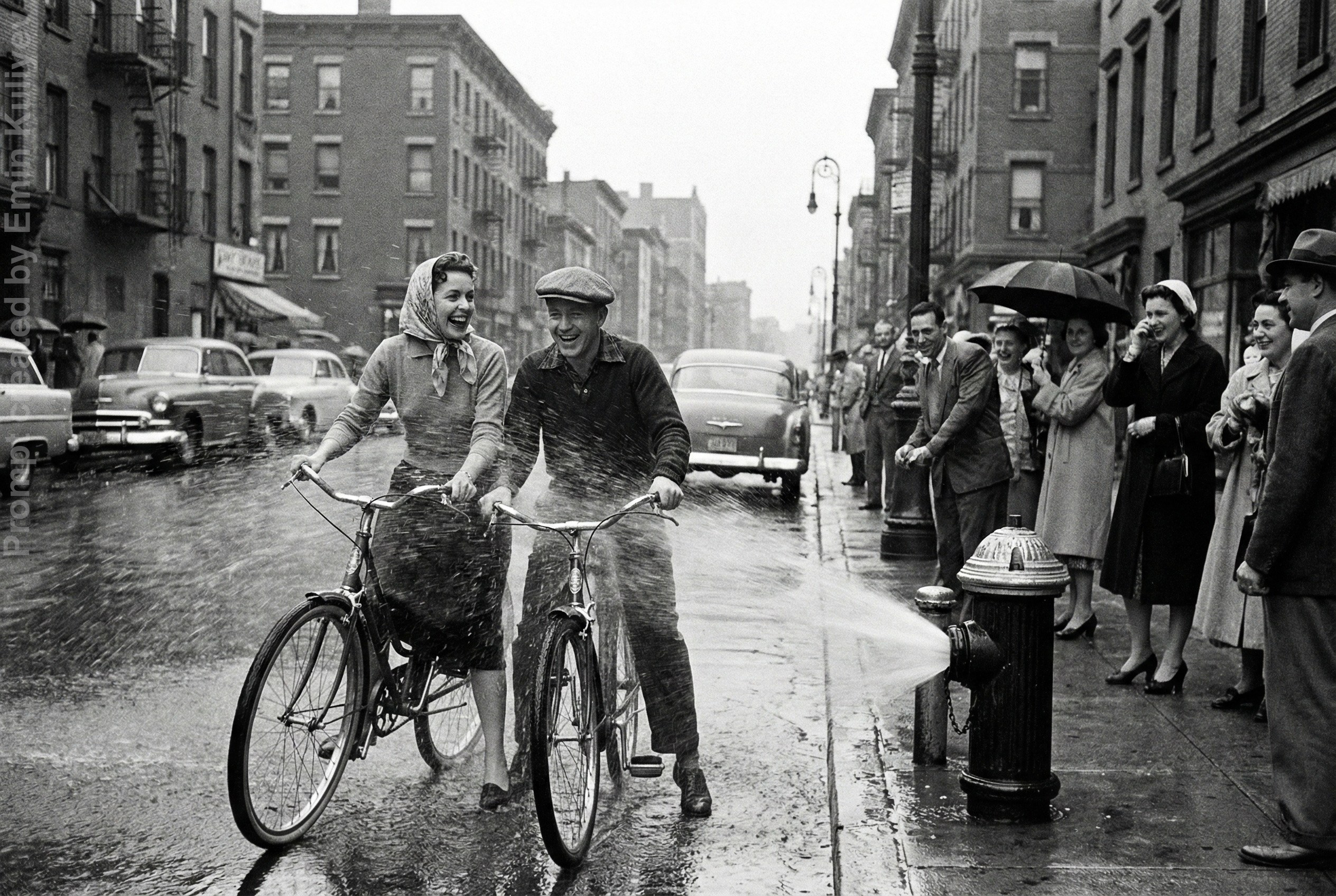 AI 1950s photo style test, vintage film look, realistic AI photography, retro image generation, learn my prompts in online class. Emin Kuliyev — Award-Winning Wedding Photojournalist NYC & USA | Best Wedding Photographer Known for Candid, Timeless Moments