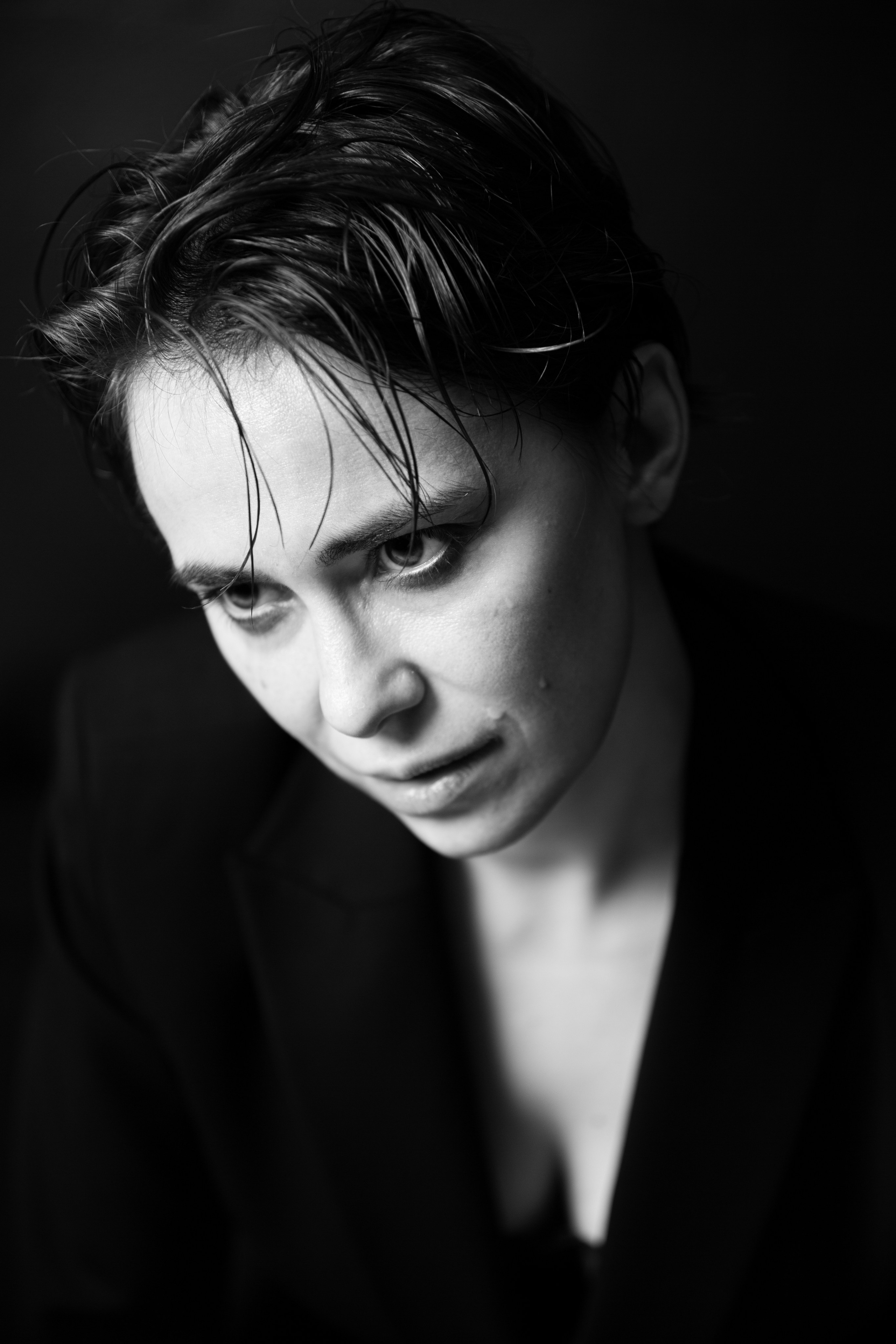Dramatic black and white portrait woman studio baltic photographer - Tallinn Riga Vilnius