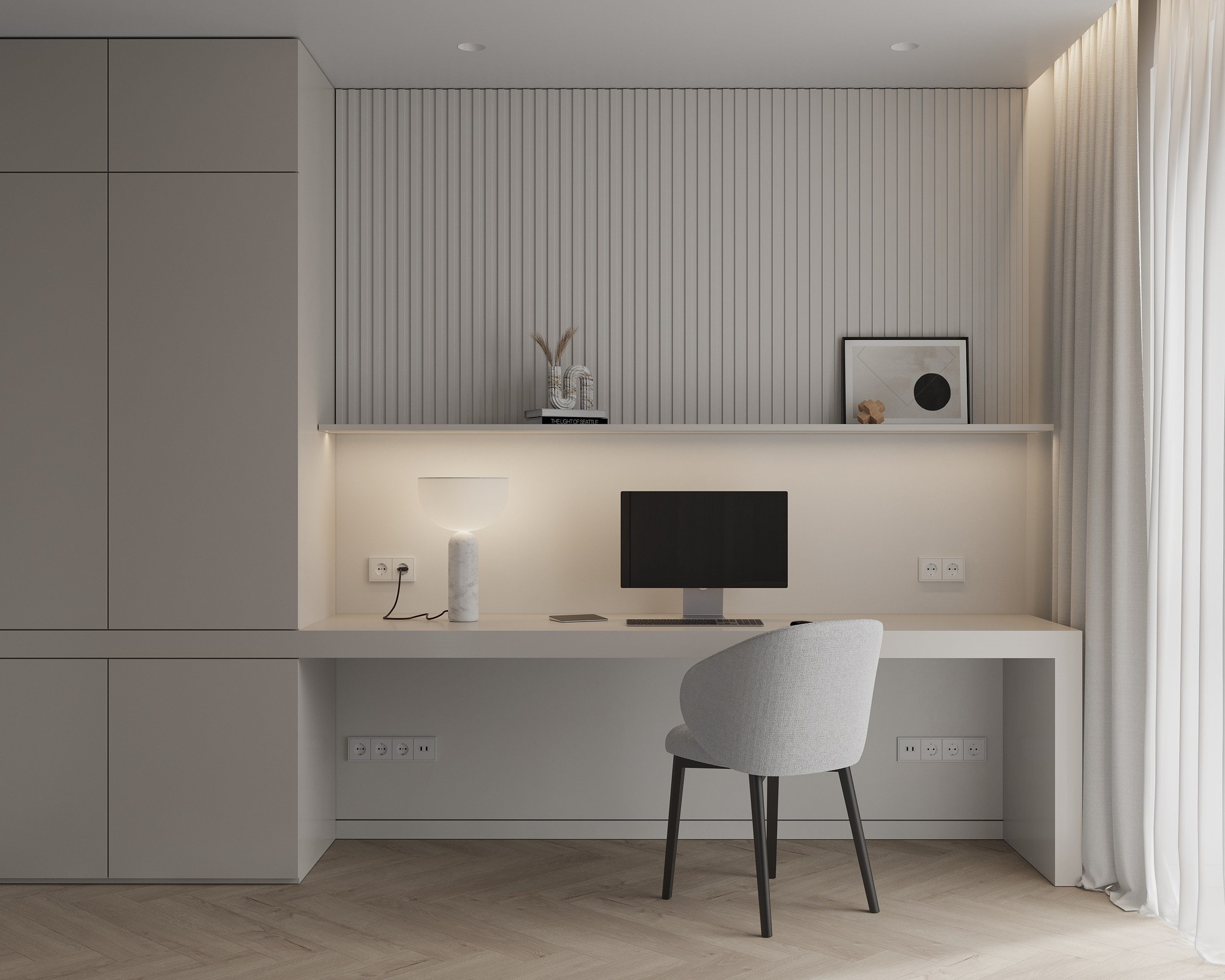 Story of Wood and Travertine. Simple Archs — high quality visualizations for your interior projects